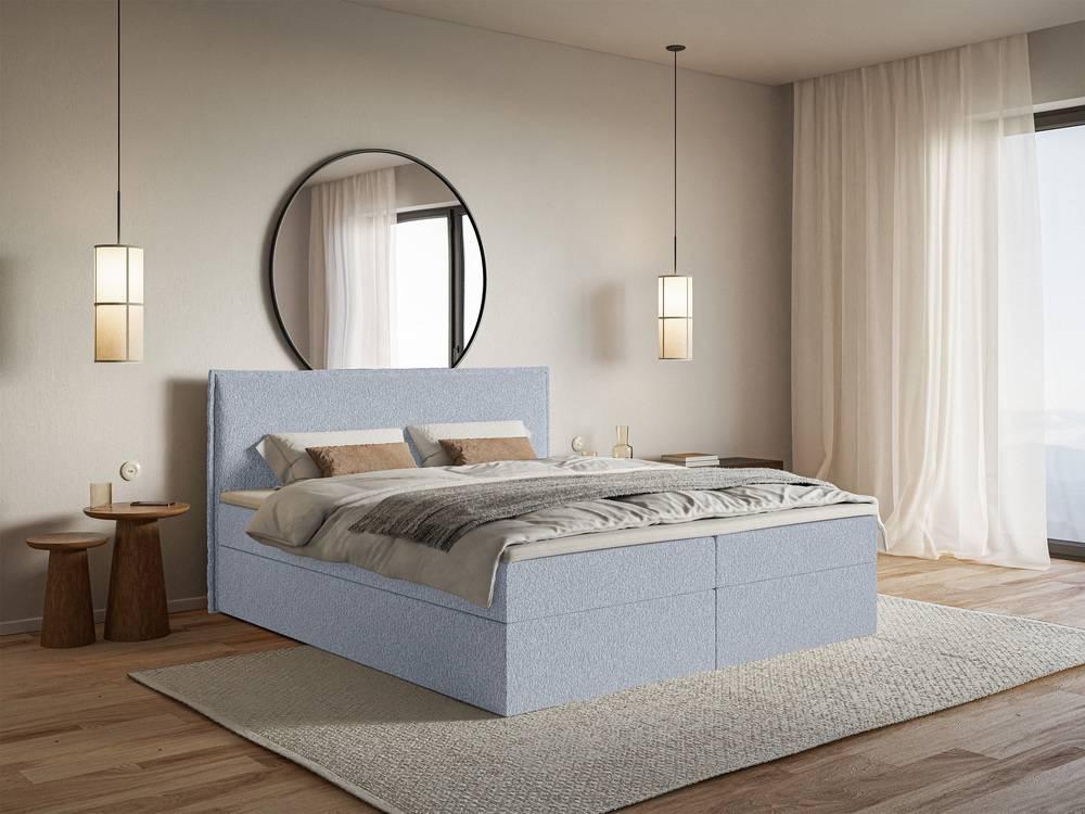Boxspring Esmay chenille met opbergruimte en topper 160 x 200 cm