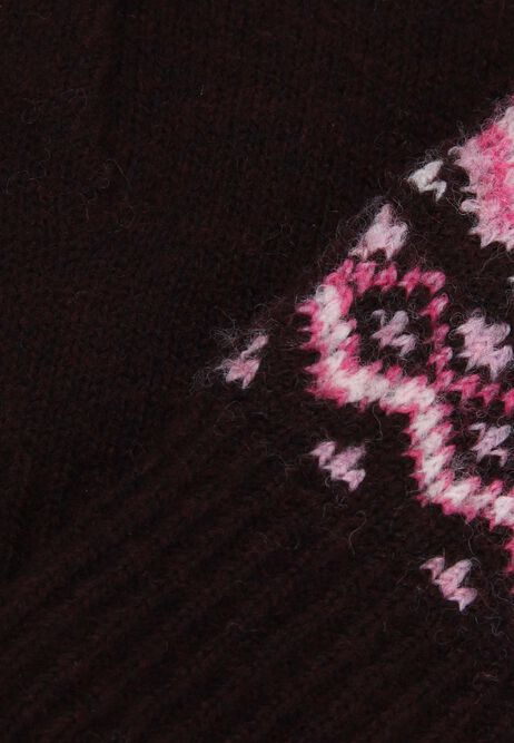 Womens Burgundy Fairisle Knit Gloves