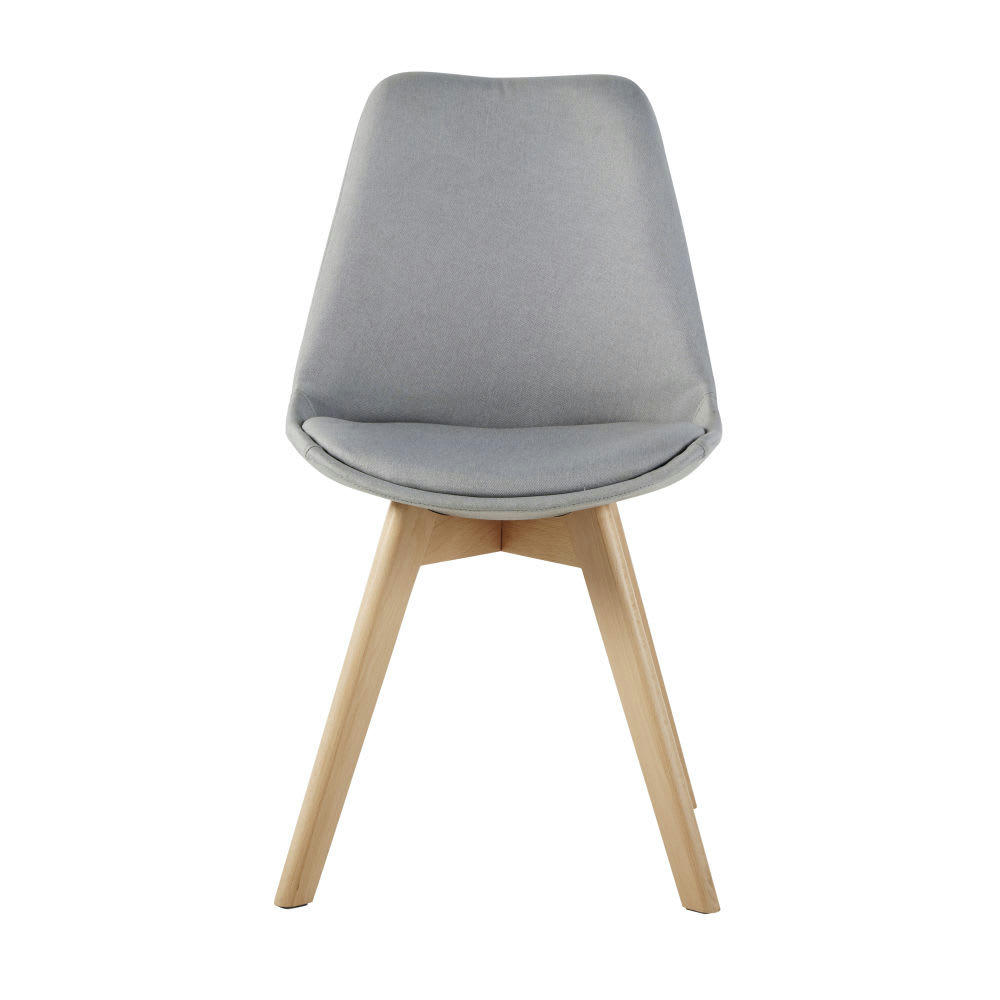 Ice - Chaise en tissu gris clair et hêtre