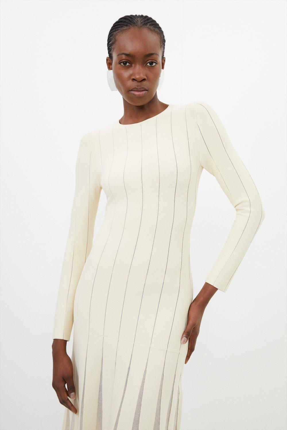 KarenMillen Viscose Blend Filament Full Skirt Knit Midi Dress