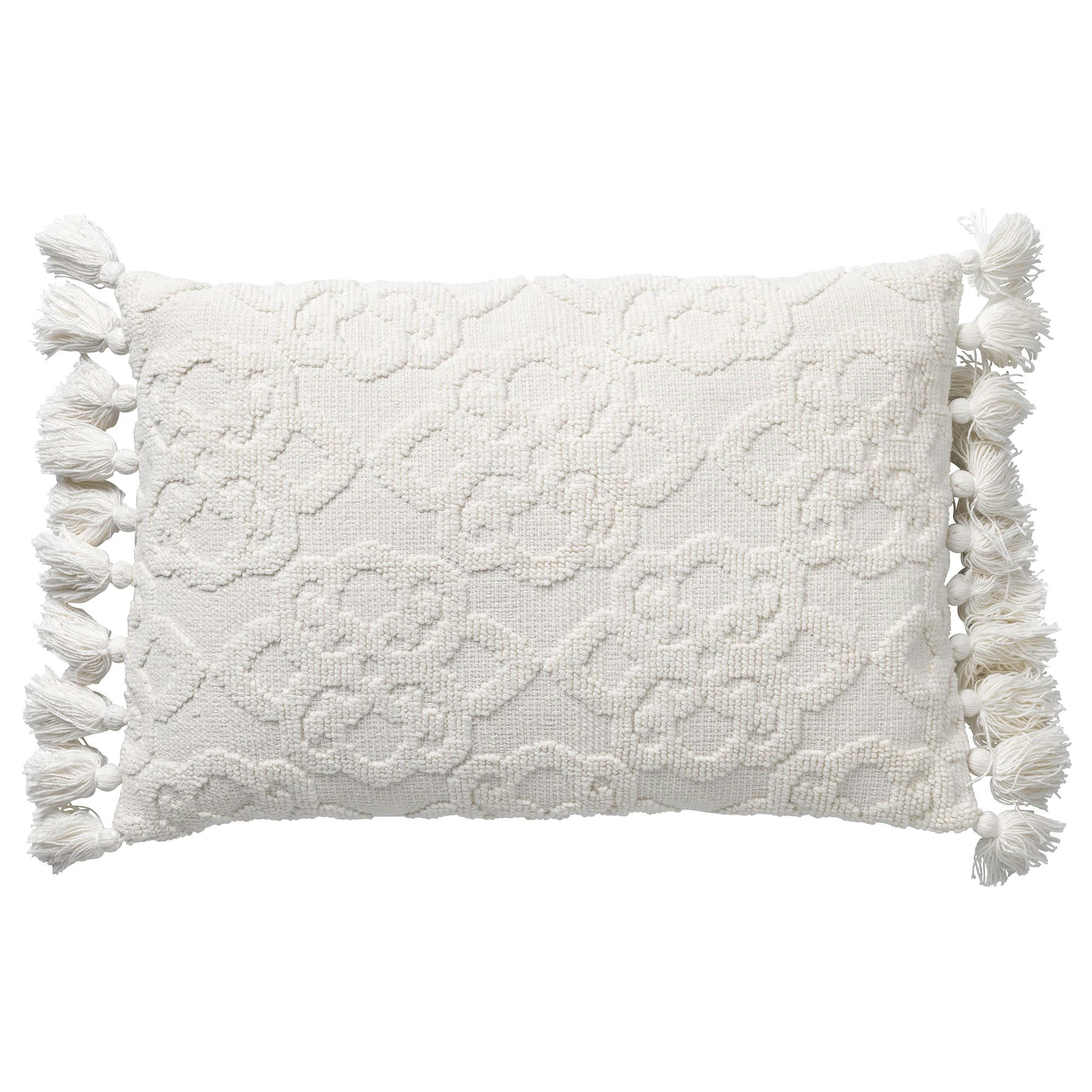 - Coussin blanc en coton 40x60 cm avec motif fleuri