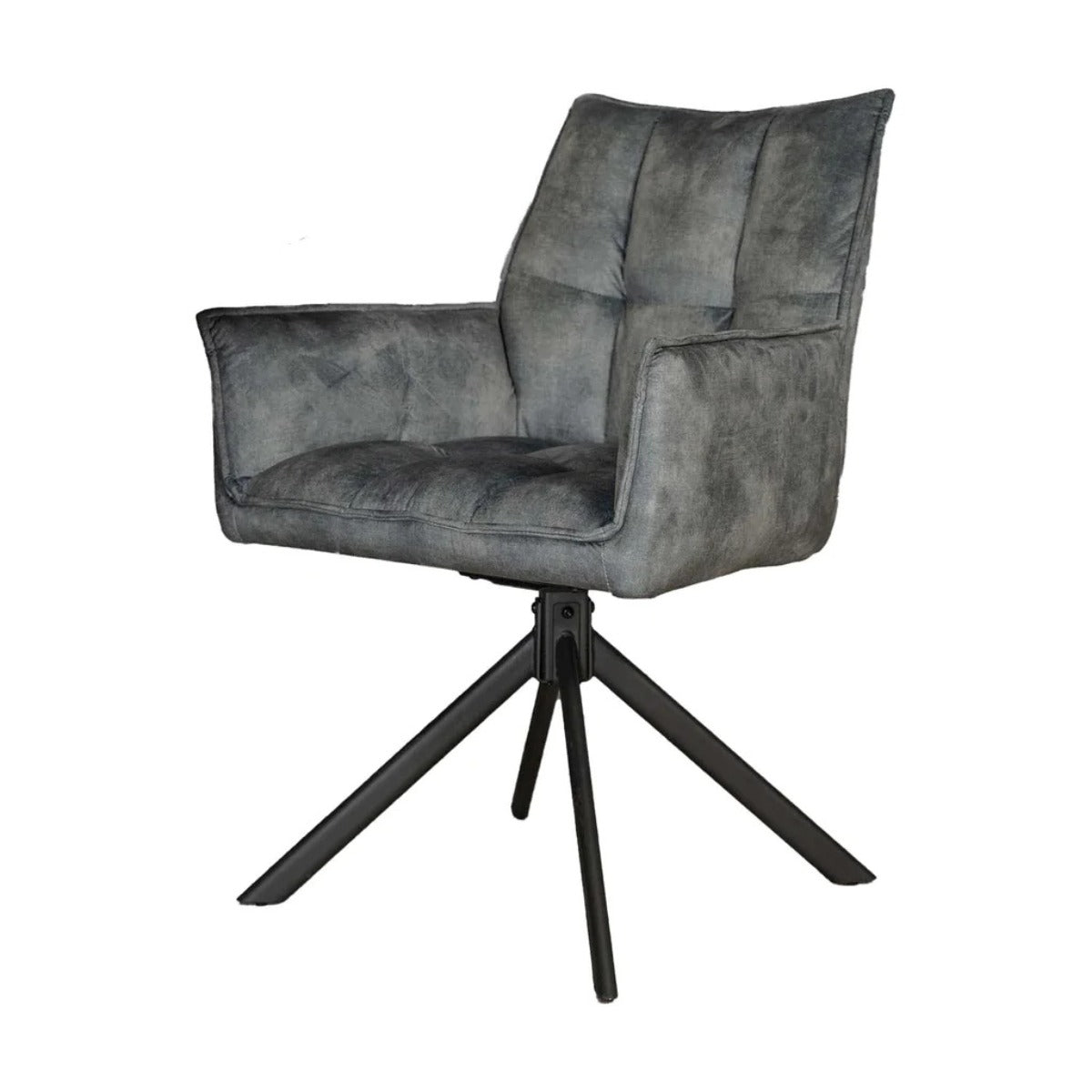 StarFurn Eetkamerstoel Dani - Blauw Velvet - Draaibaar - Set van 2