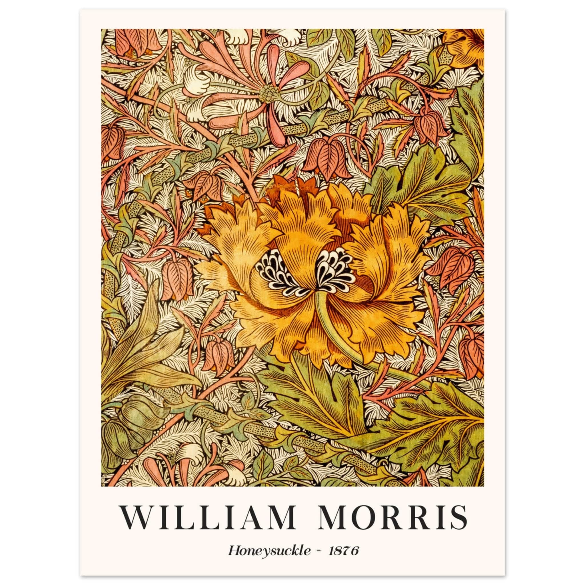 Artfulprints Poster William Morris - Honeysuckle II 1876  - 30x40 cm - Oranje
