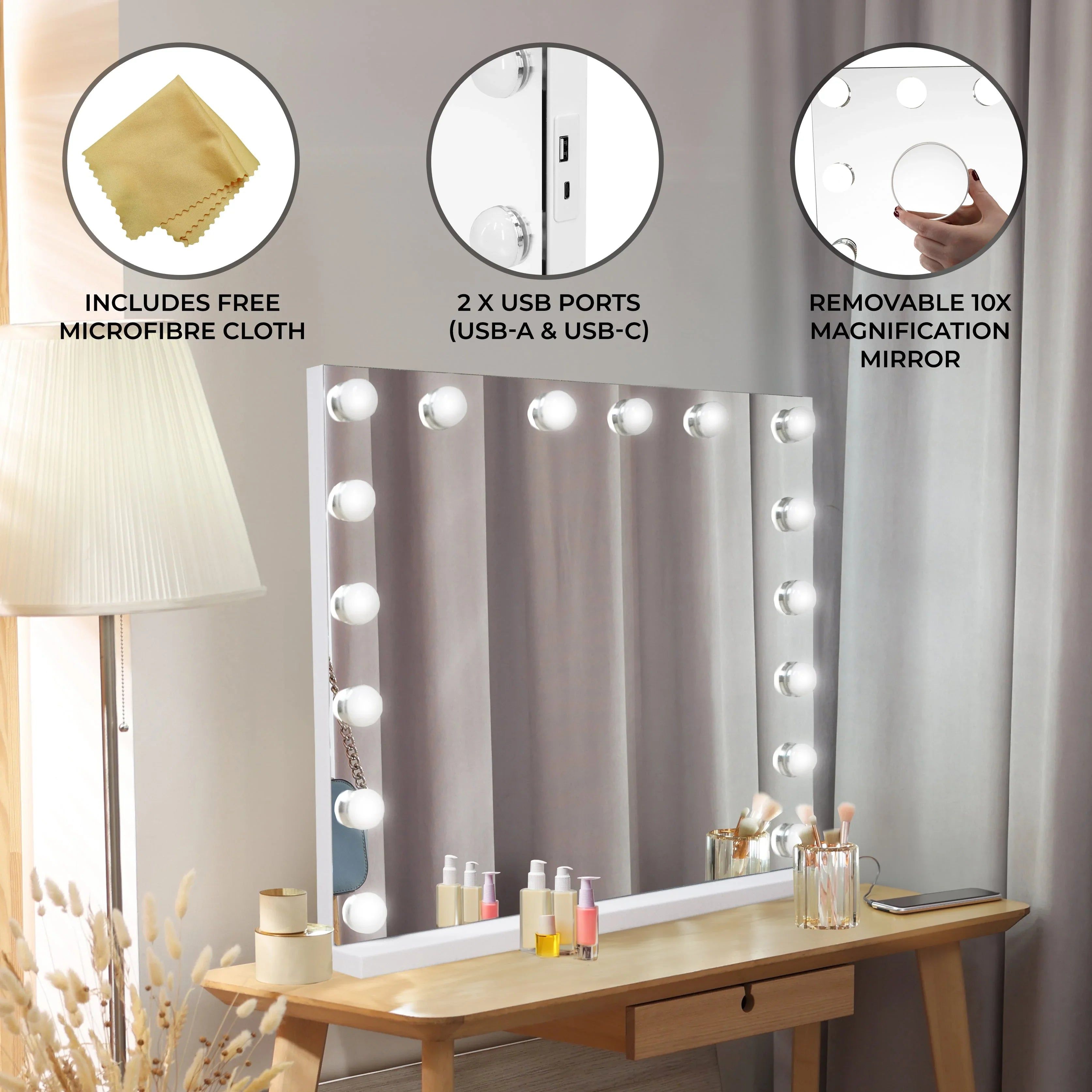 Monstershop LED Bluetooth Mirror - 80 x 60cm