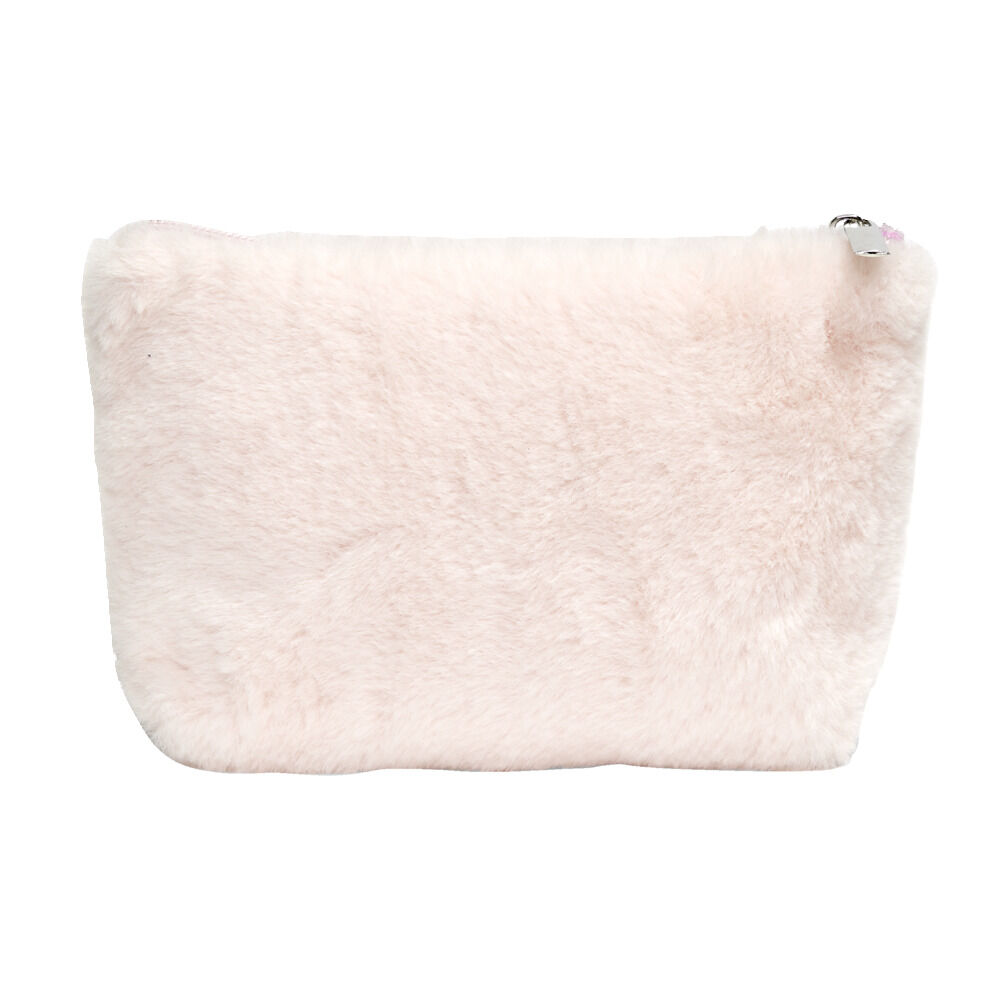 Trousse à maquillage toucher doux 14x20cm - 2 modèles rose ou gris