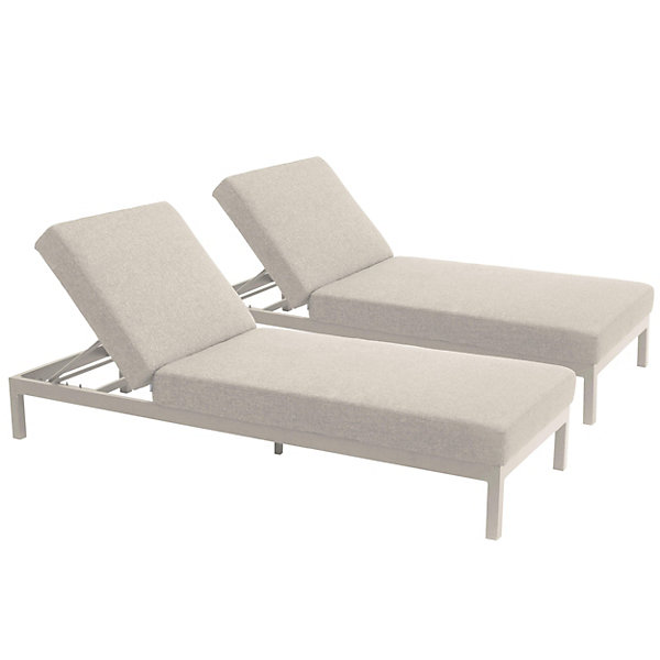 Lot de 2 bains de soleil inclinable en aluminium crèmeOviala