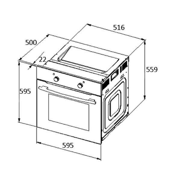Einbau-Backofen, 56 l, Glas/Edelstahl, schwarz