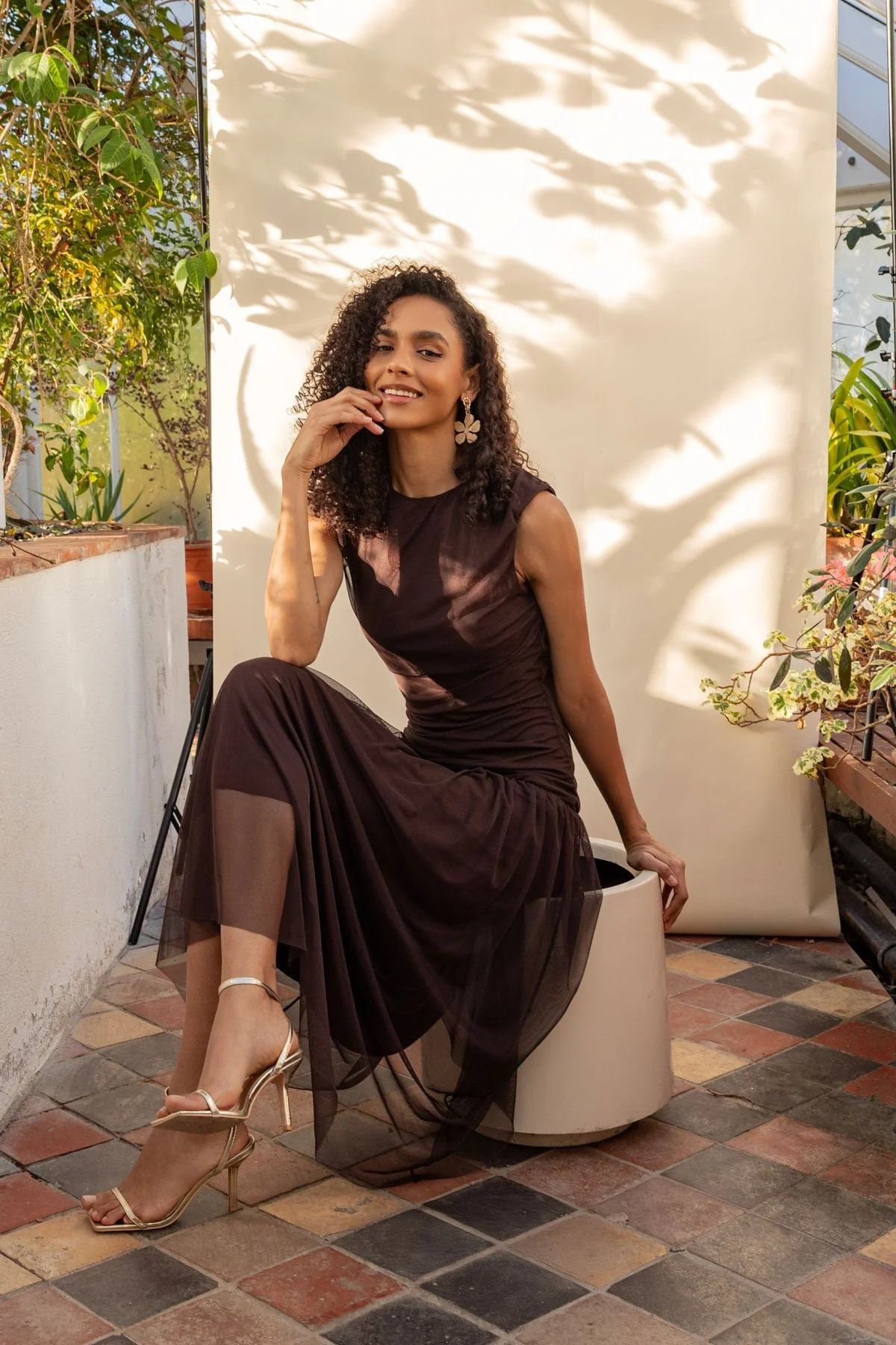 Brown Jessica Midi Dress