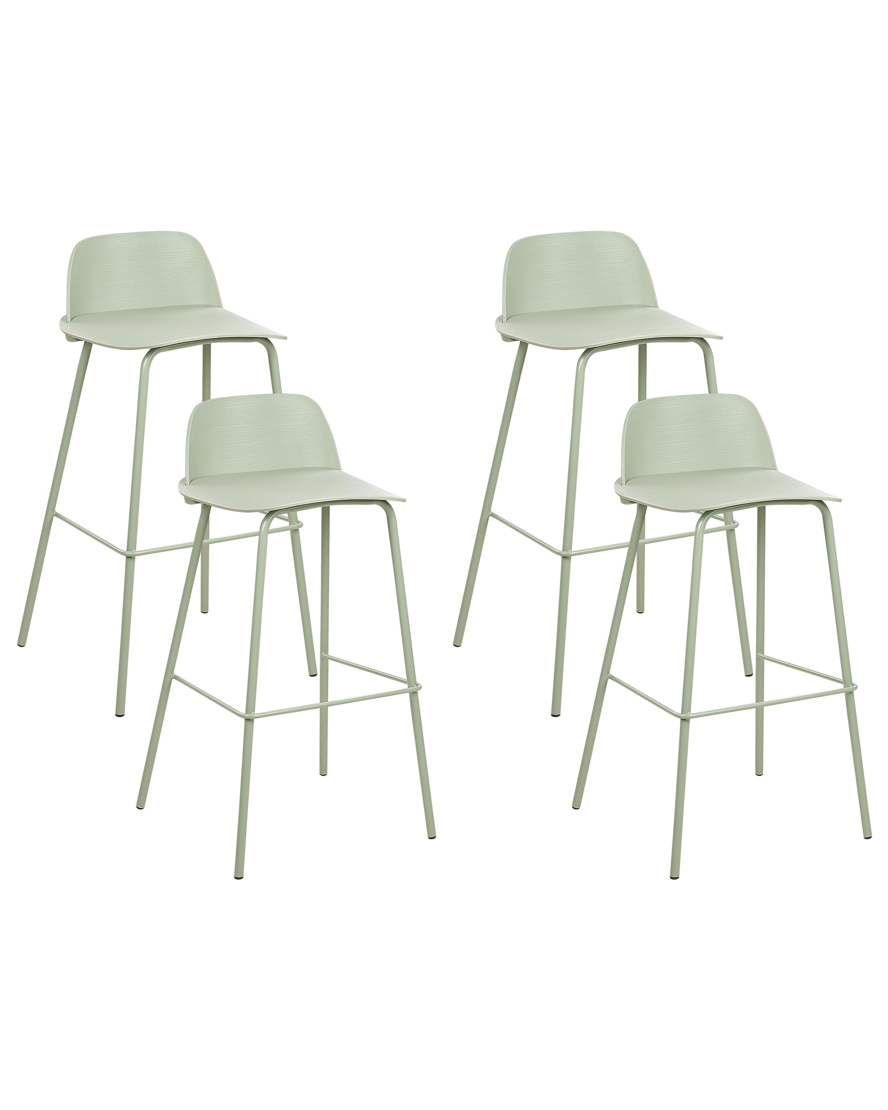 Set of 4 Bar Chairs MORA Light Green