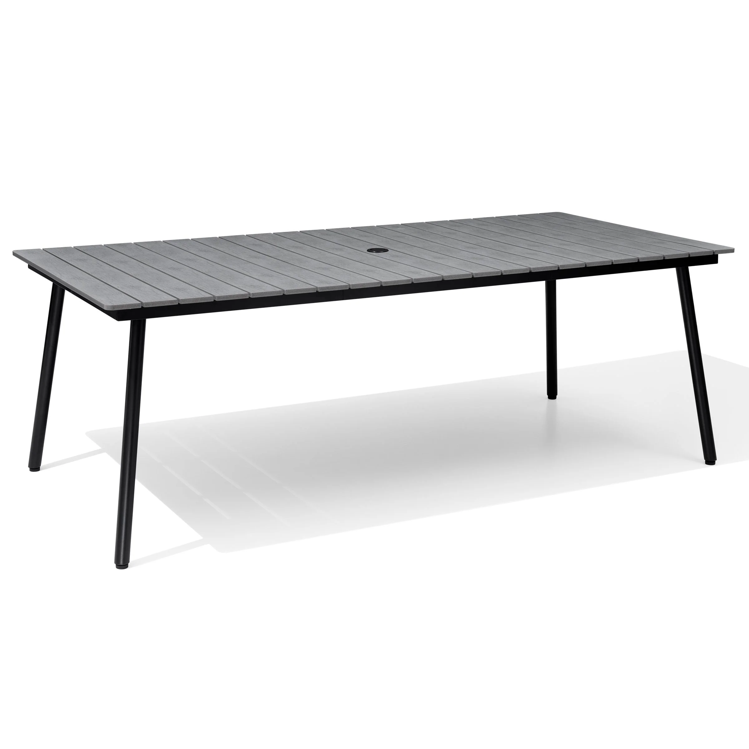 Outdoor Patio Rectangle Aluminum Dining Table with Umbrella Hole
