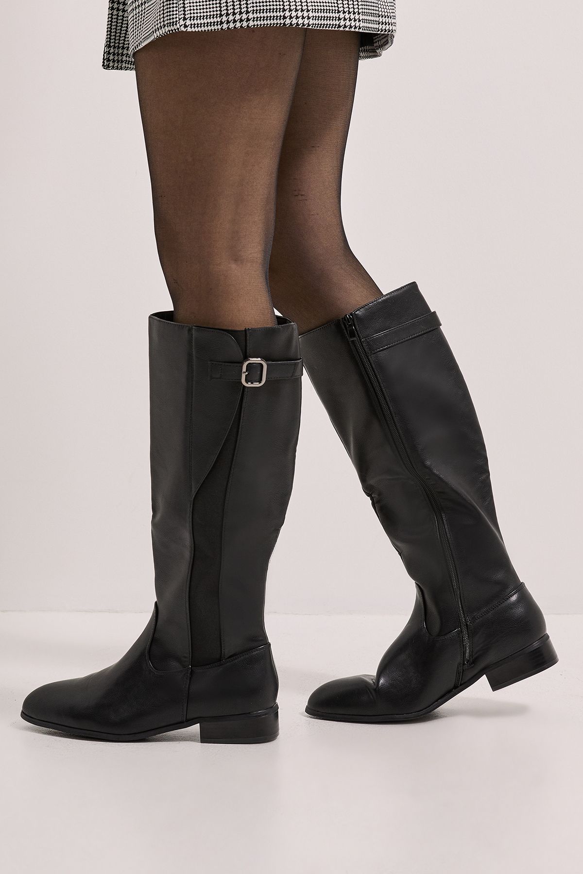 Dorothy Perkins Kamille Faux Leather Elastic Knee High Riding Boots