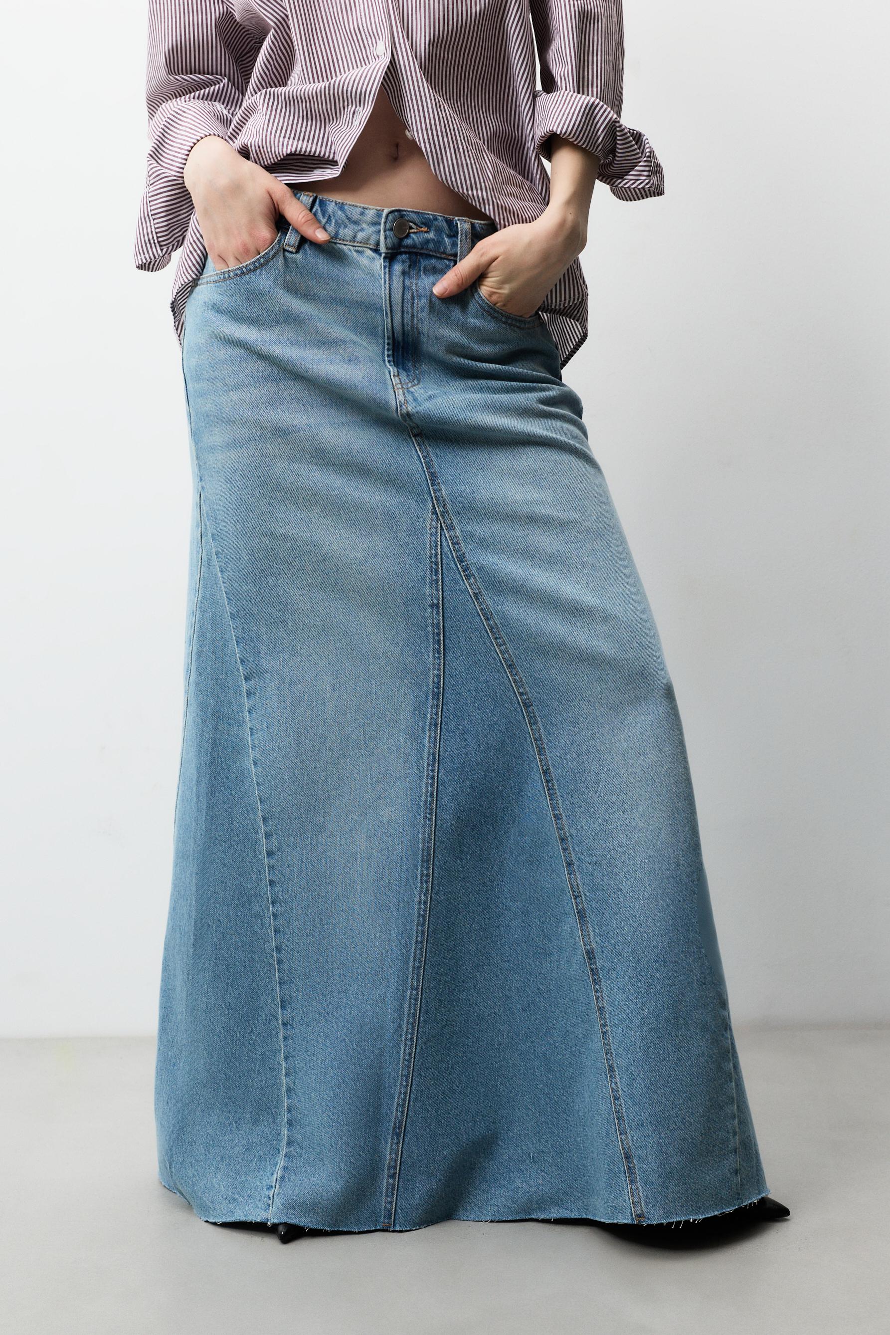 Falda denim midi