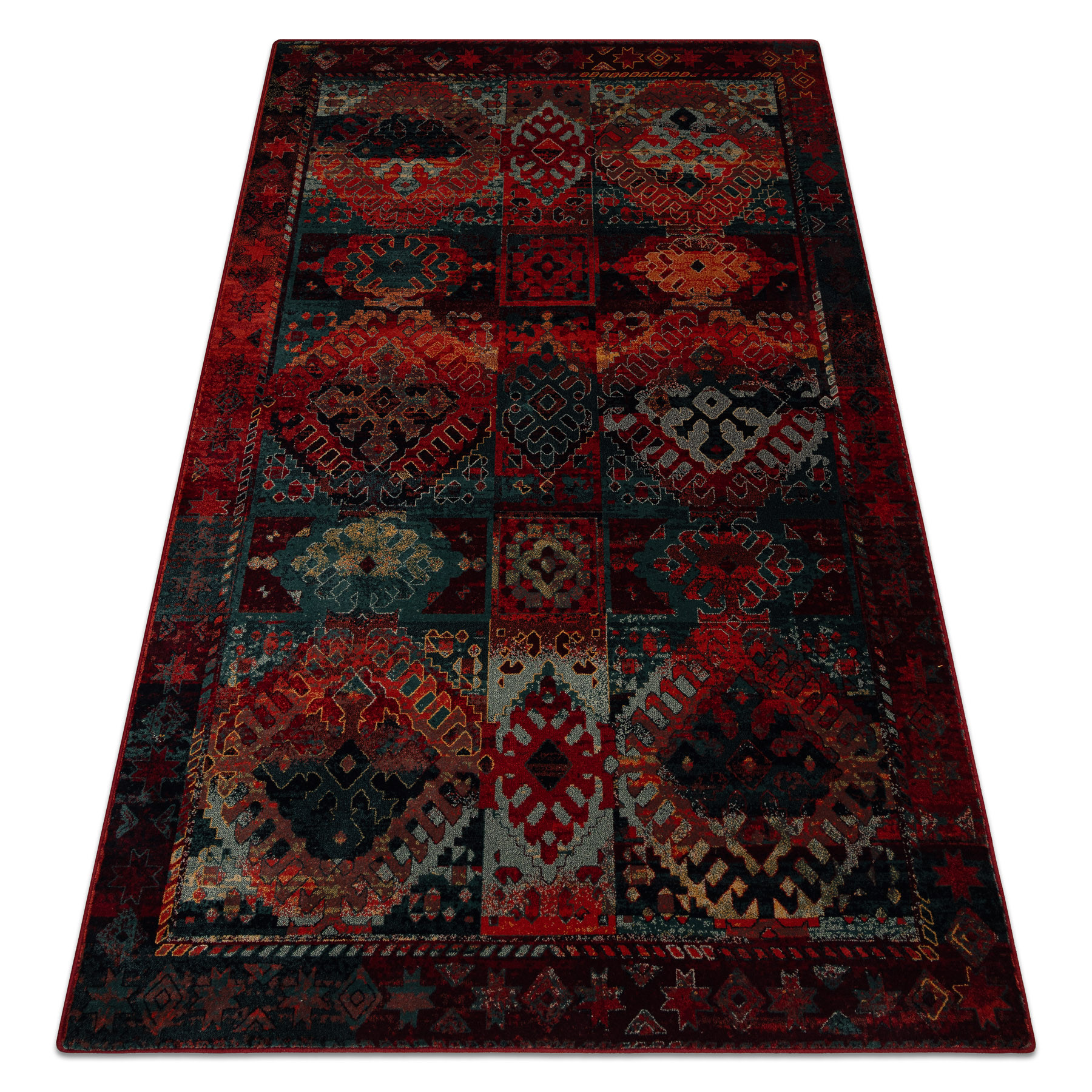Dywan wełniany OMEGA AVAR Ramka, romby, orientalny - rubin 170x235 cm