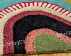 Hand Tufted Wool Wavy Abstract Area Rug, Colorful Artistic Carpet 6X9 READY TO SHIP