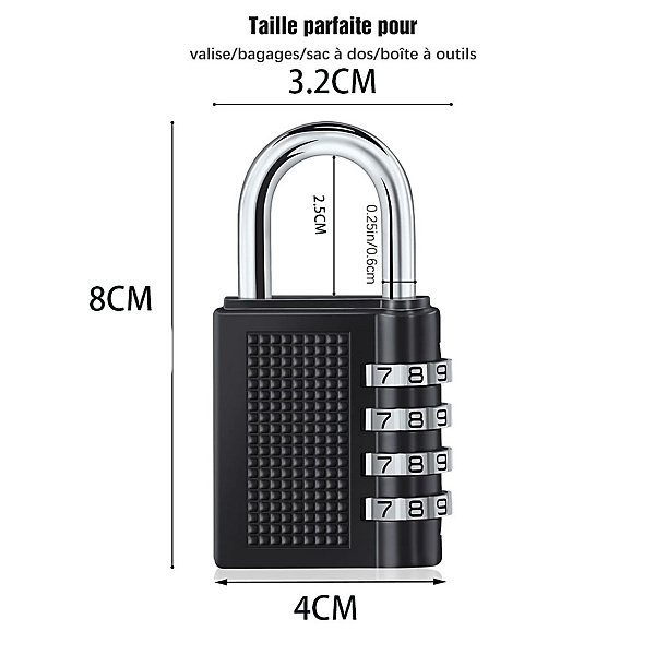 CODEKEY 4Cadenas à Combinaison àDigit,Serrure Combinée,Numero Cadenas Code,Serrure à Combinaison pour Gymnase, école