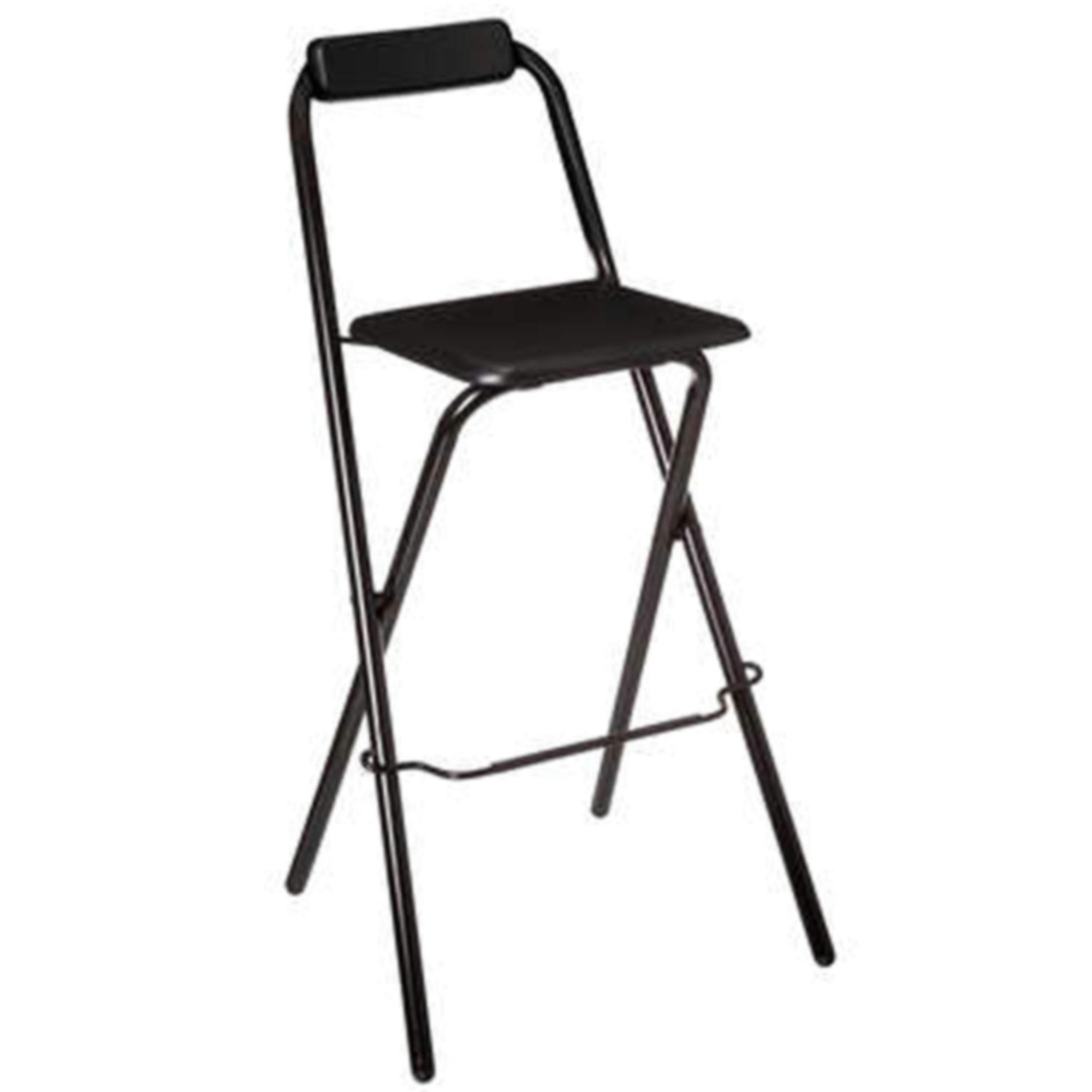 - Tabouret de bar noir bois et métal avec dossier pliable
