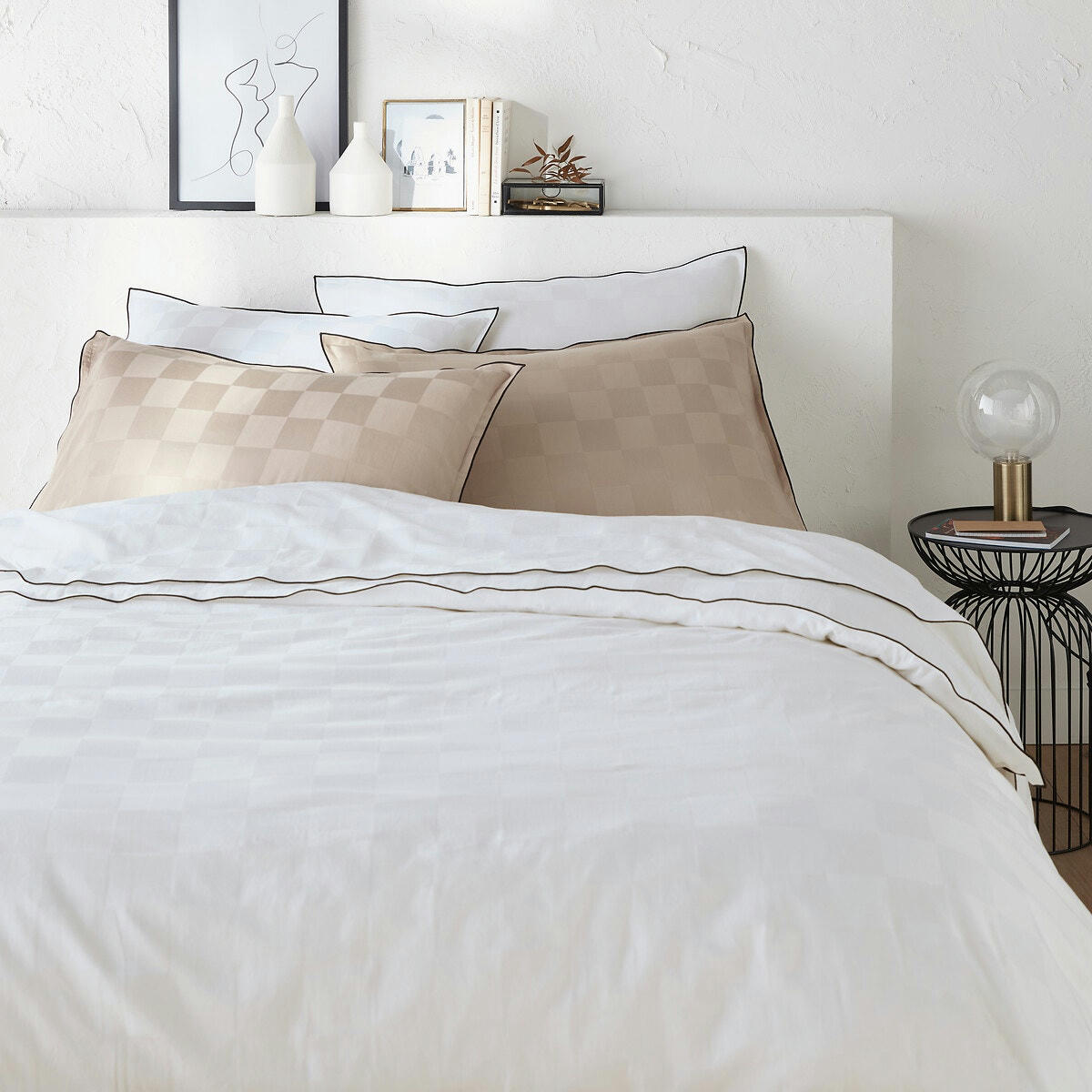 Housse de couette satin coton lavé, Victor damier