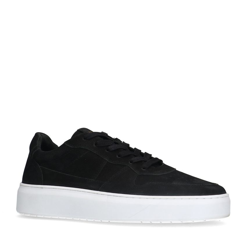 Manfield Zwarte nubuck sneaker