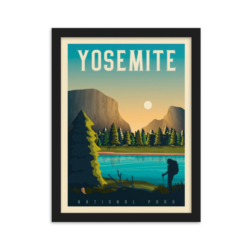 - Affiche Yosemite Etats-Unis + Cadre Bois noir 21x29,7 cm