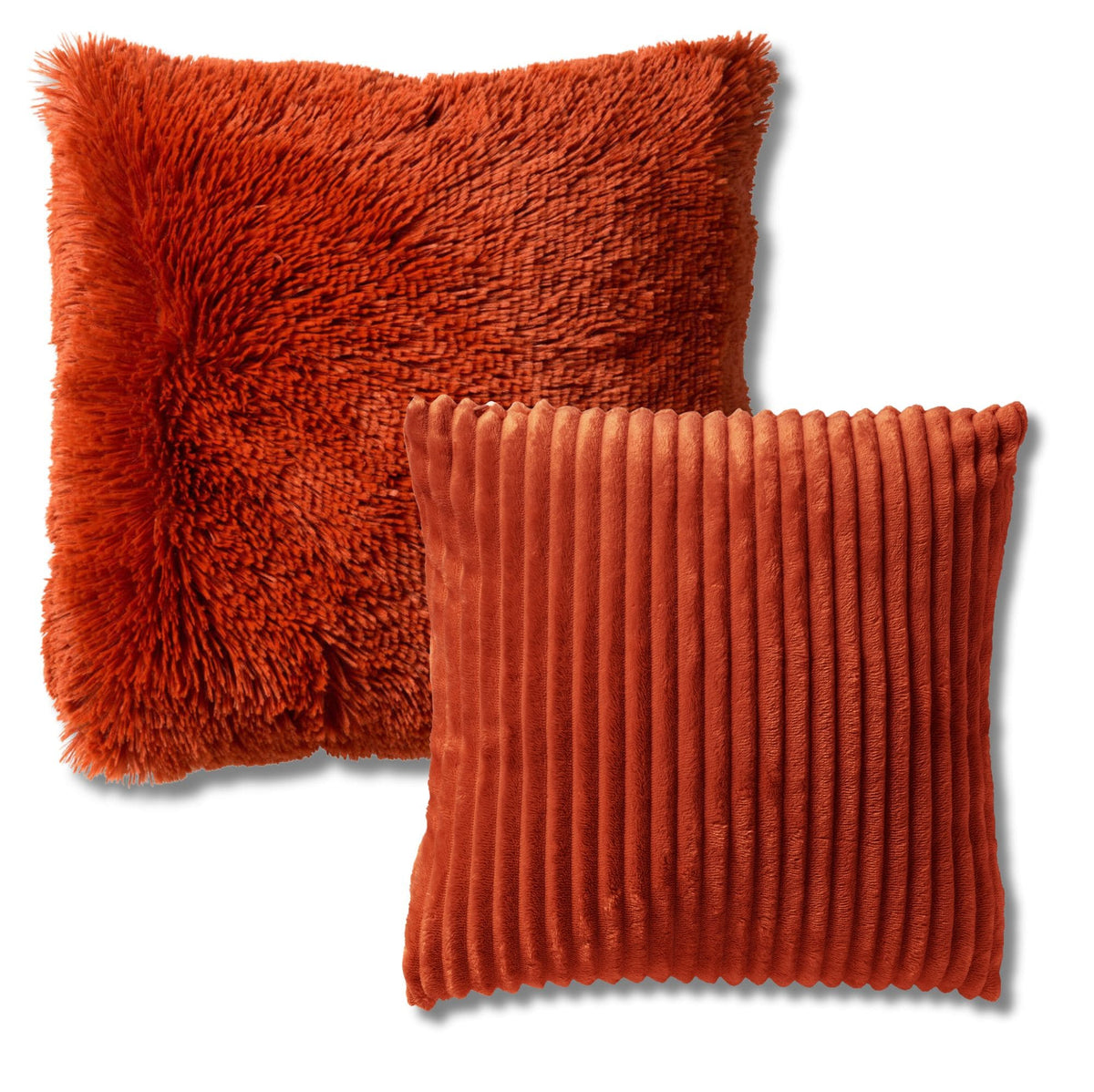 KUSSENSET - 2-delig - Cosy Layers - 60x60 cm, 45x45 cm - inclusief binnenkussens - oranje