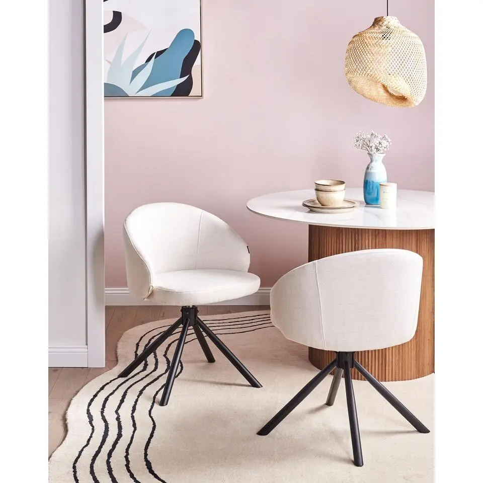 OVALO - Set van 2 eetkamerstoelen - Gebroken wit - Polyester