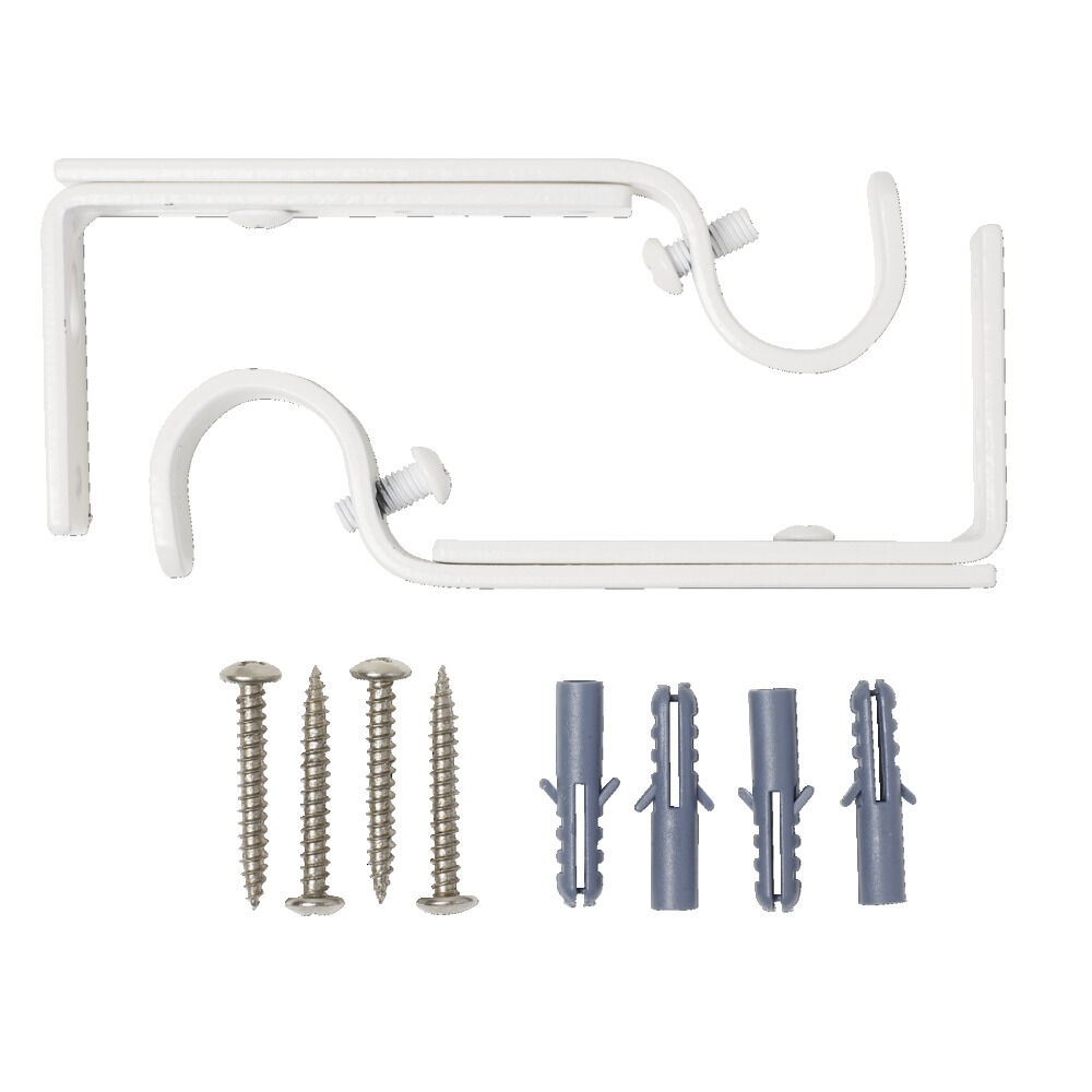 Support tringle à rideaux extensible x2 métal blanc H10cm