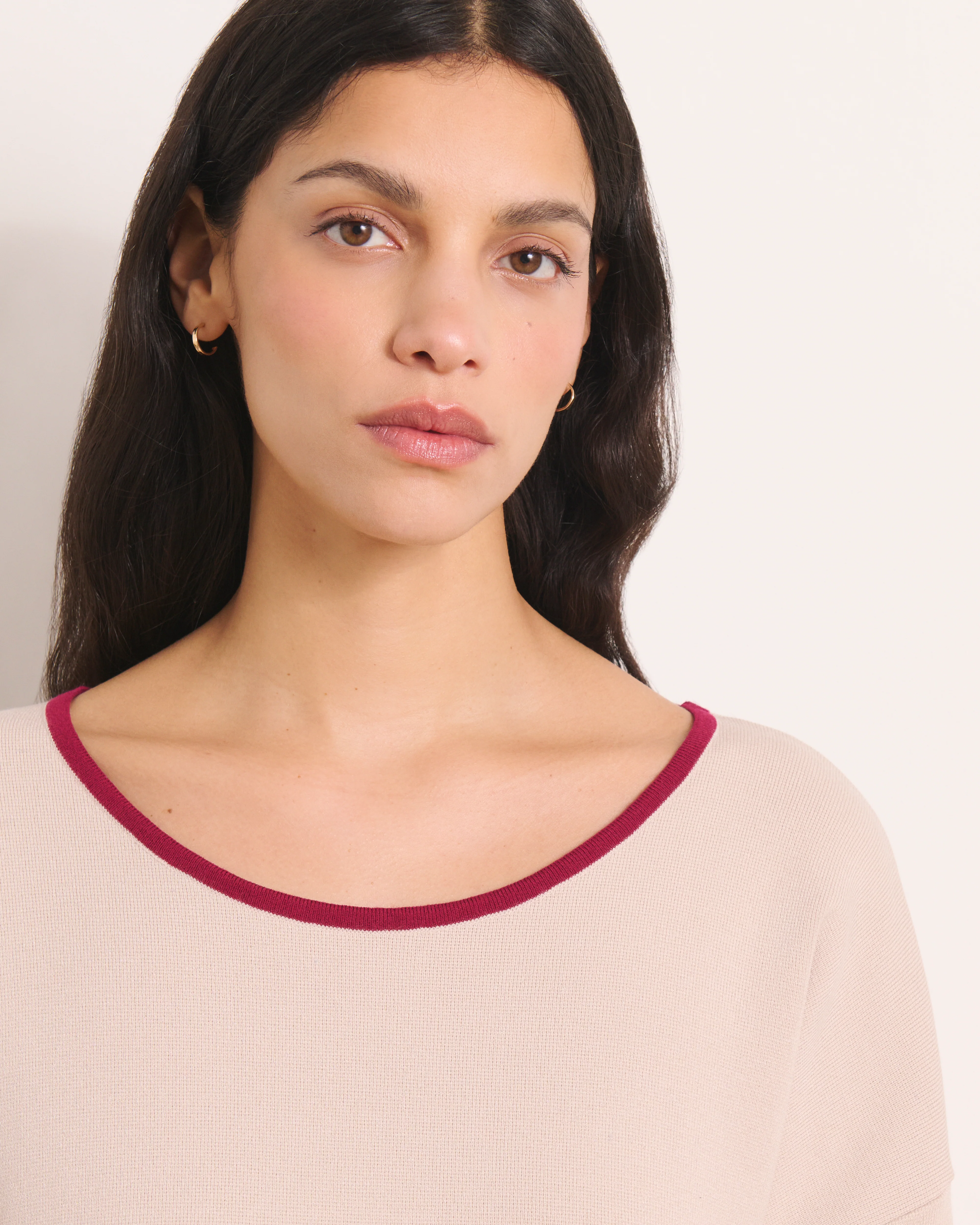 Pull boite beige en maille colorblock ABELINA/13251/781