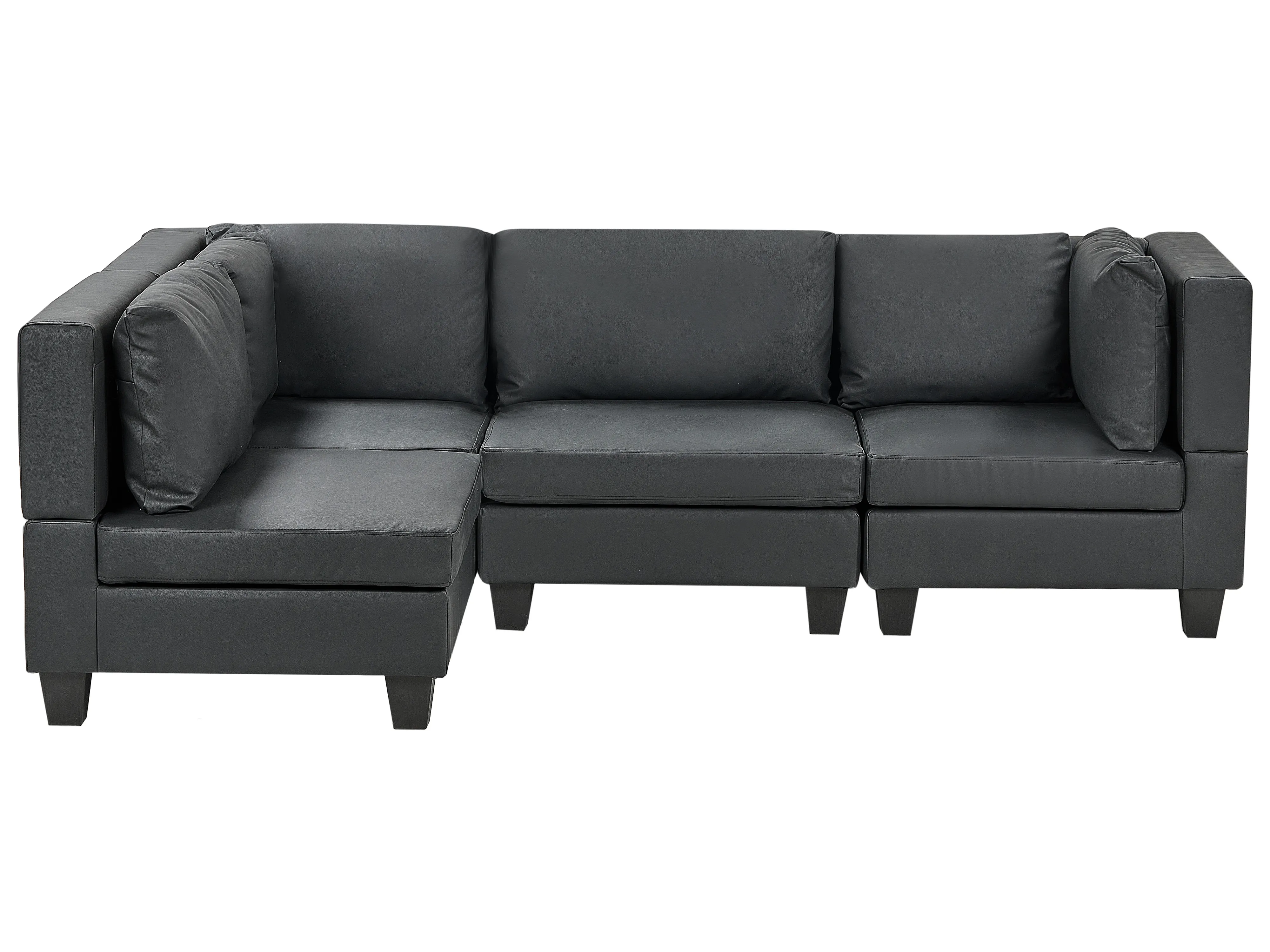 Modular Corner Sofa 4 Seater UNSTAD Faux Leather Black Right Hand