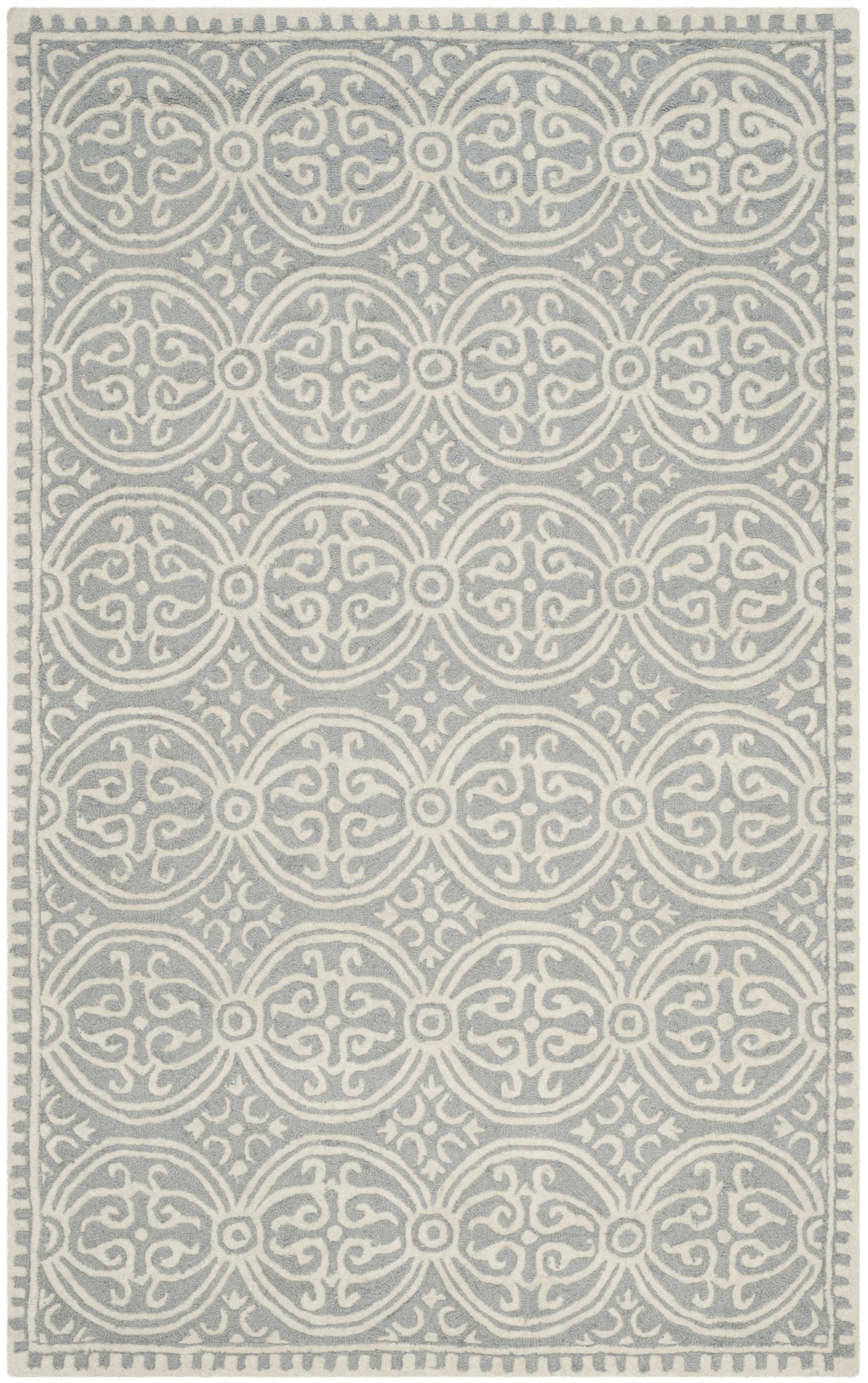 CAMBRIDGE - Tapis de salon interieur en argent & ivoire, 152 x 244 cm