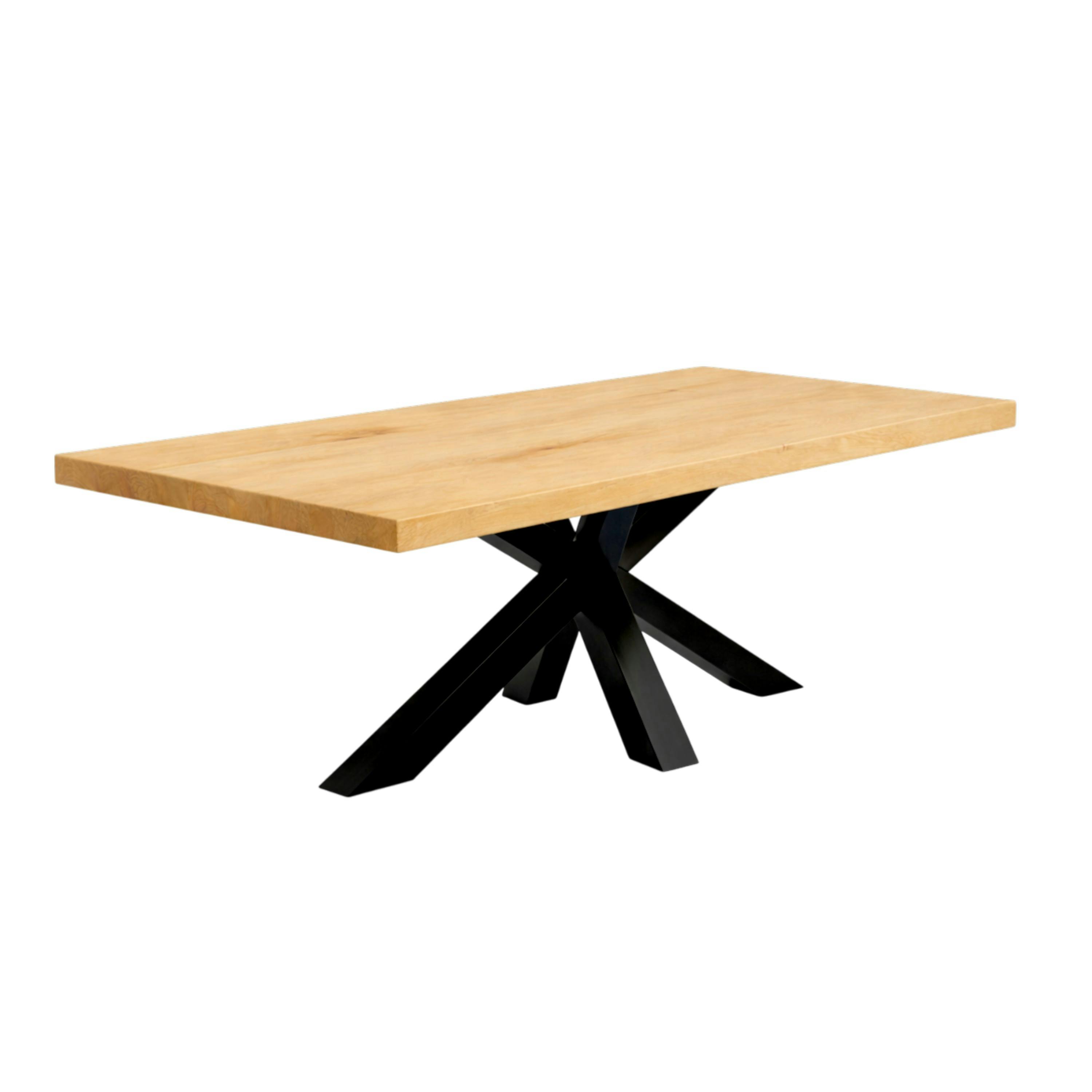 Table extensible bois huilé bords droits pied noir 180 cm PALERME