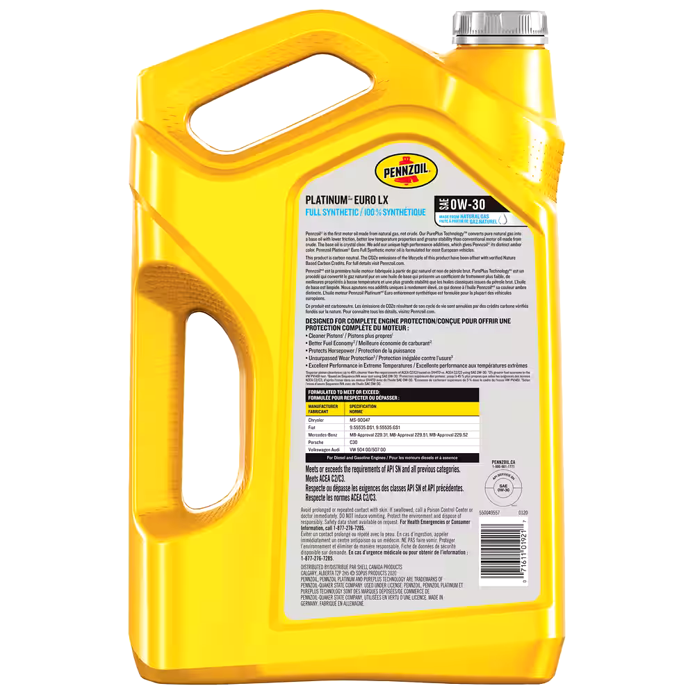Pennzoil Platinum Euro LX 0W30 Synthetic Engine/Motor Oil, 5-L