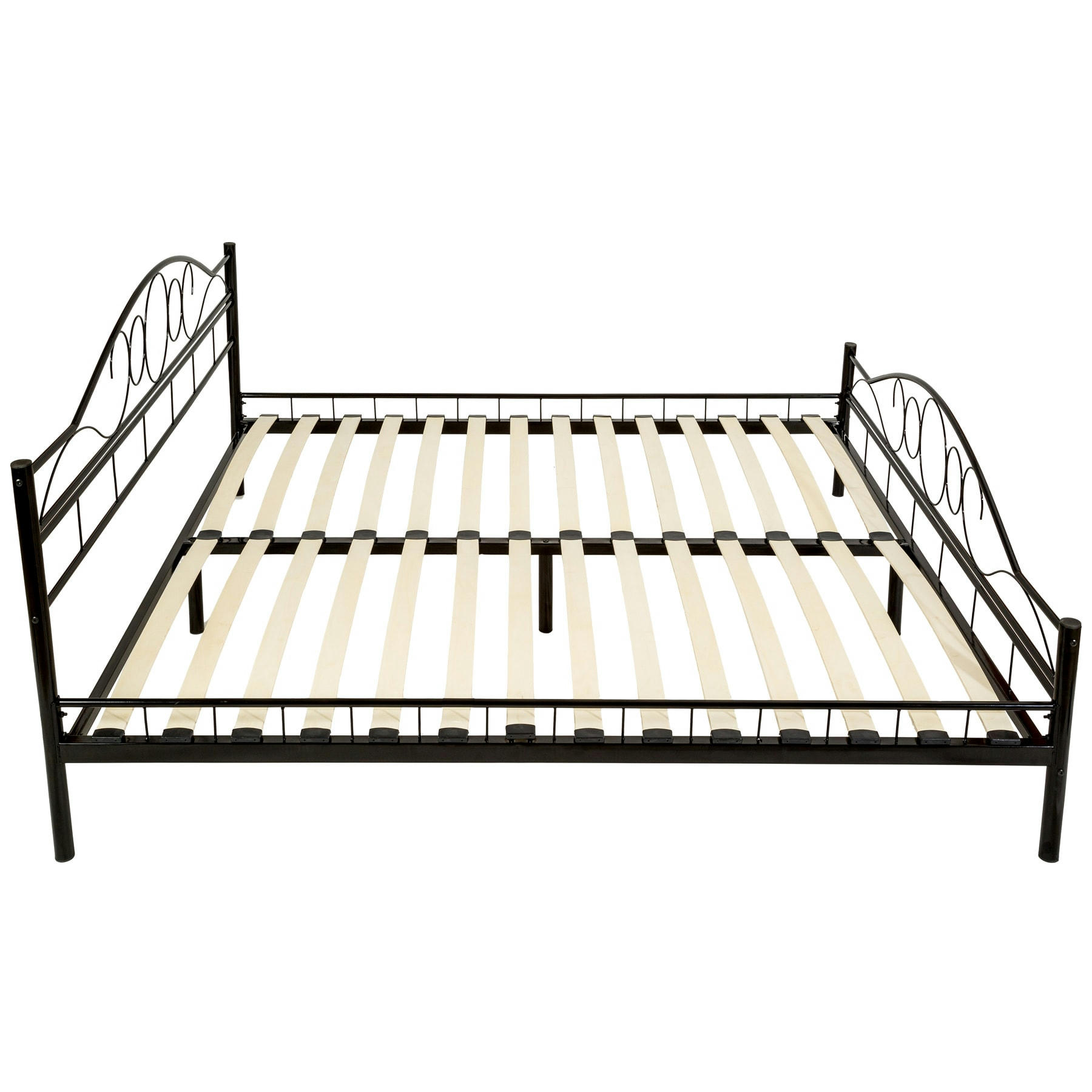 - Lit design moderne avec sommier avec Cadre en Acier solide noir/noir