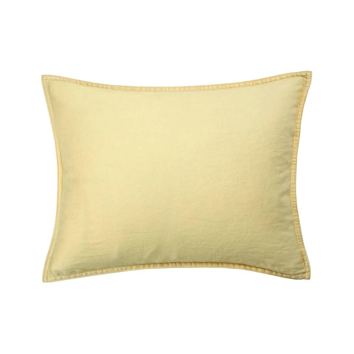 PALERME - Taie d'oreiller en satin de coton lavé jaune 30 x 40 cm