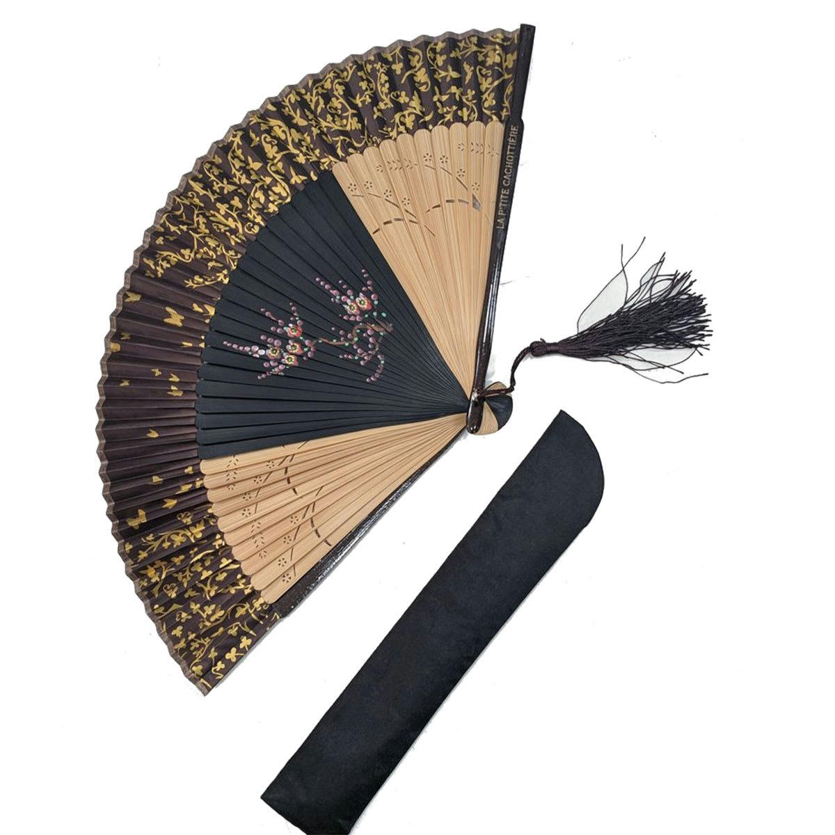 - Éventail décoratif et utilitaire noir