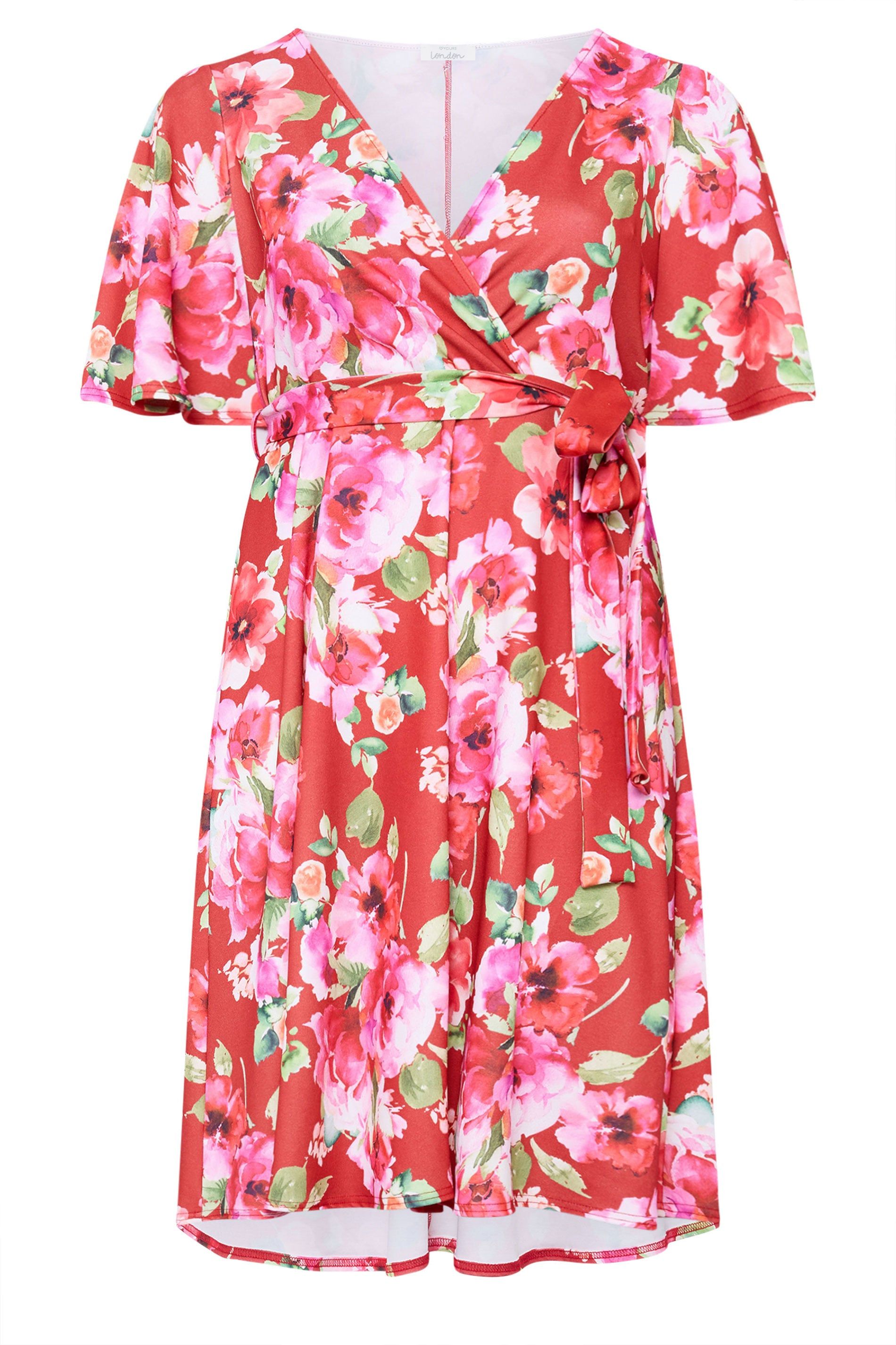 Yours Floral Wrap Skater Dress