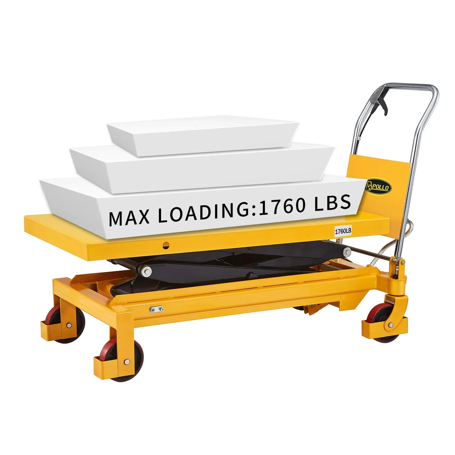 APOLLOLIFT Hydraulic Lift Table Cart �C 770 lbs Capacity, 51 Max Height, Double Scissor Lift with Safety Guard  4 Wheels(330lbs)