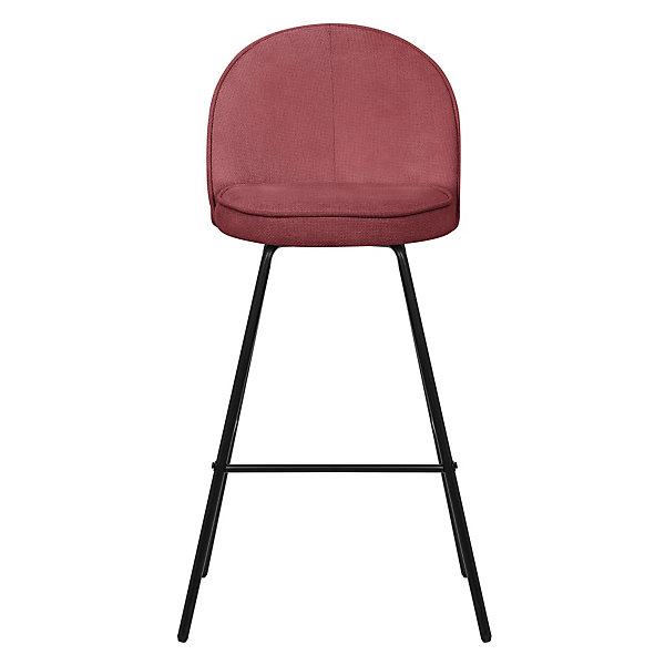 Lot 2 tabourets de bar ML-Design tissu rouge hauteur 75 cm avec dossier et repose-pieds cuisine îlot