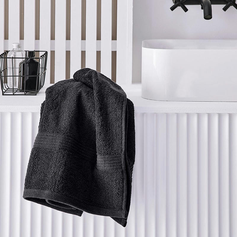 MEVAK BAÑO - Serviette de bain uni en coton anthracite 50x90