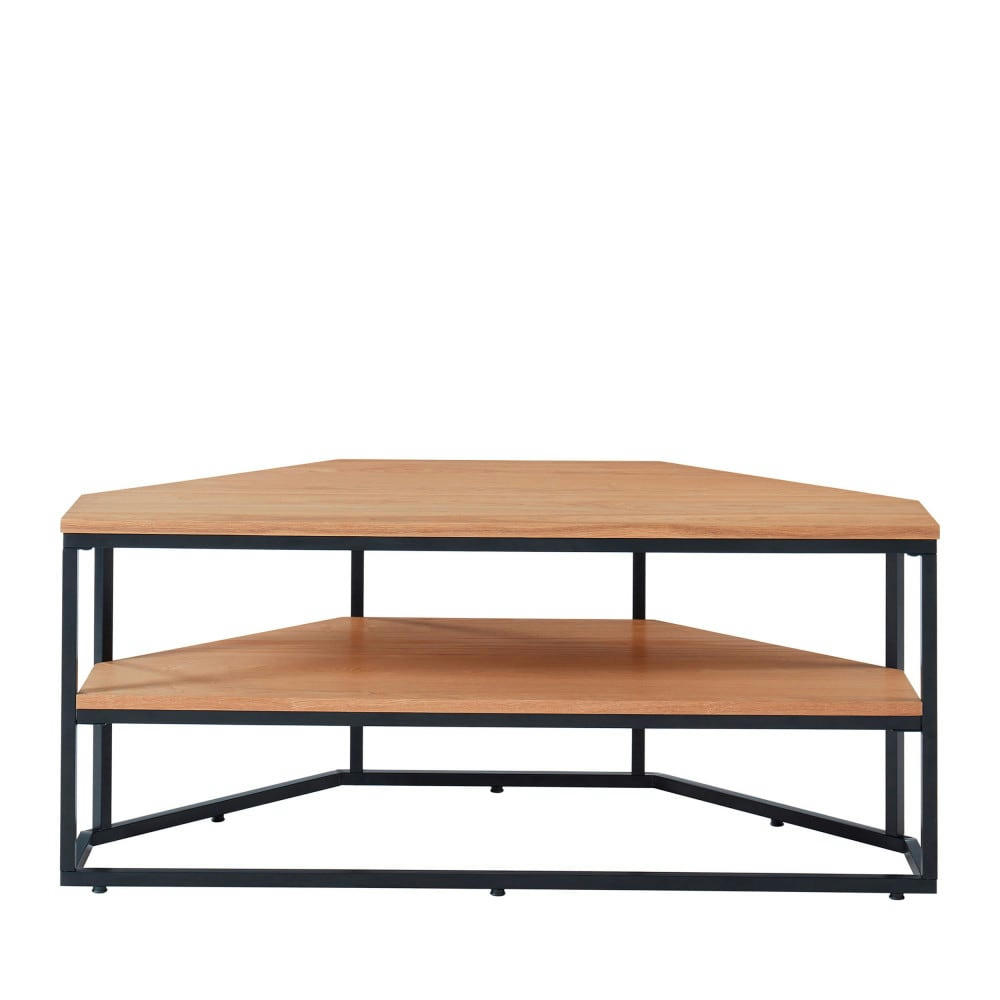 IVICA - Meuble TV d'angle en bois et métal L120cm bois clair