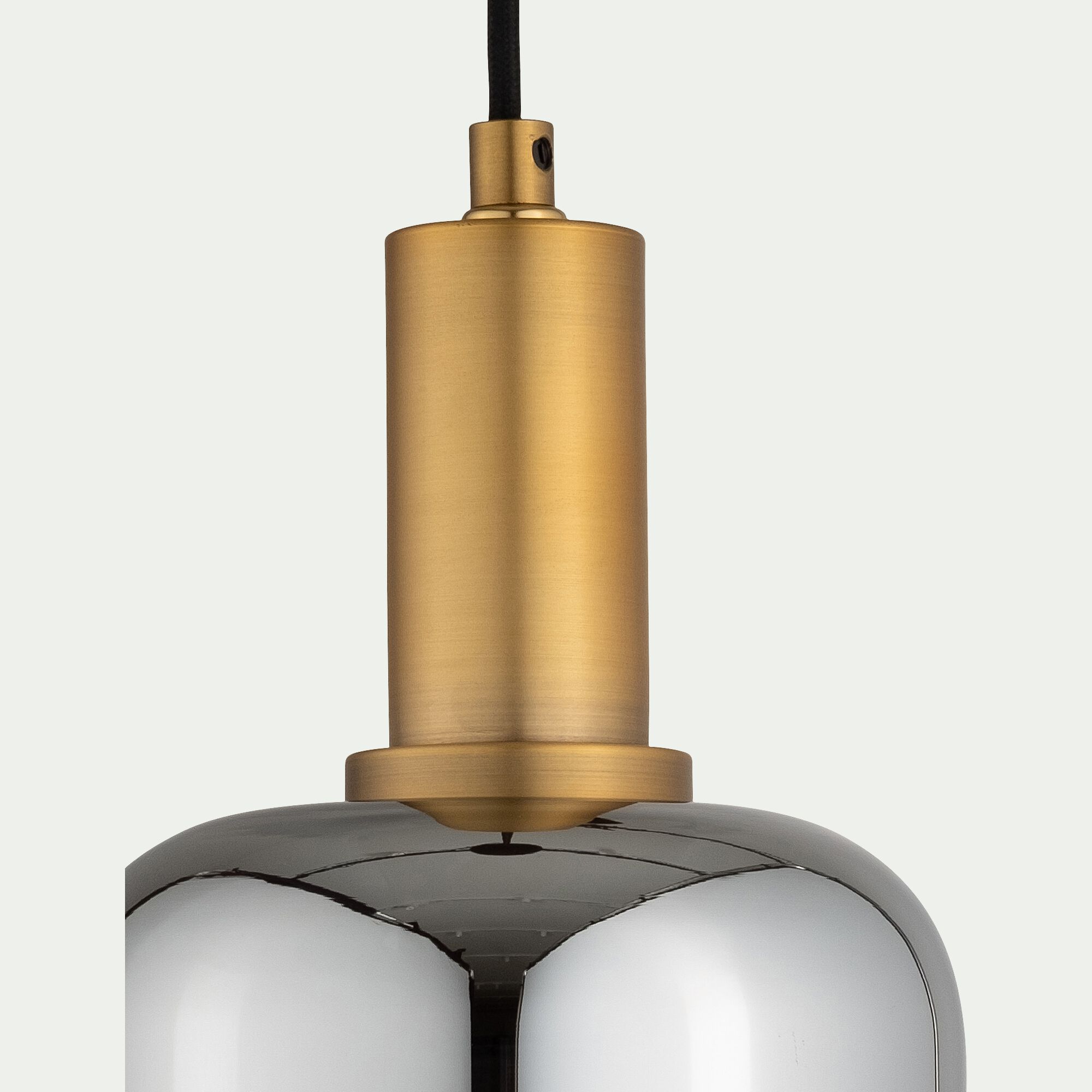 JOANET - Suspension en laiton et globe en verre fumé D16cm -doré métallisé