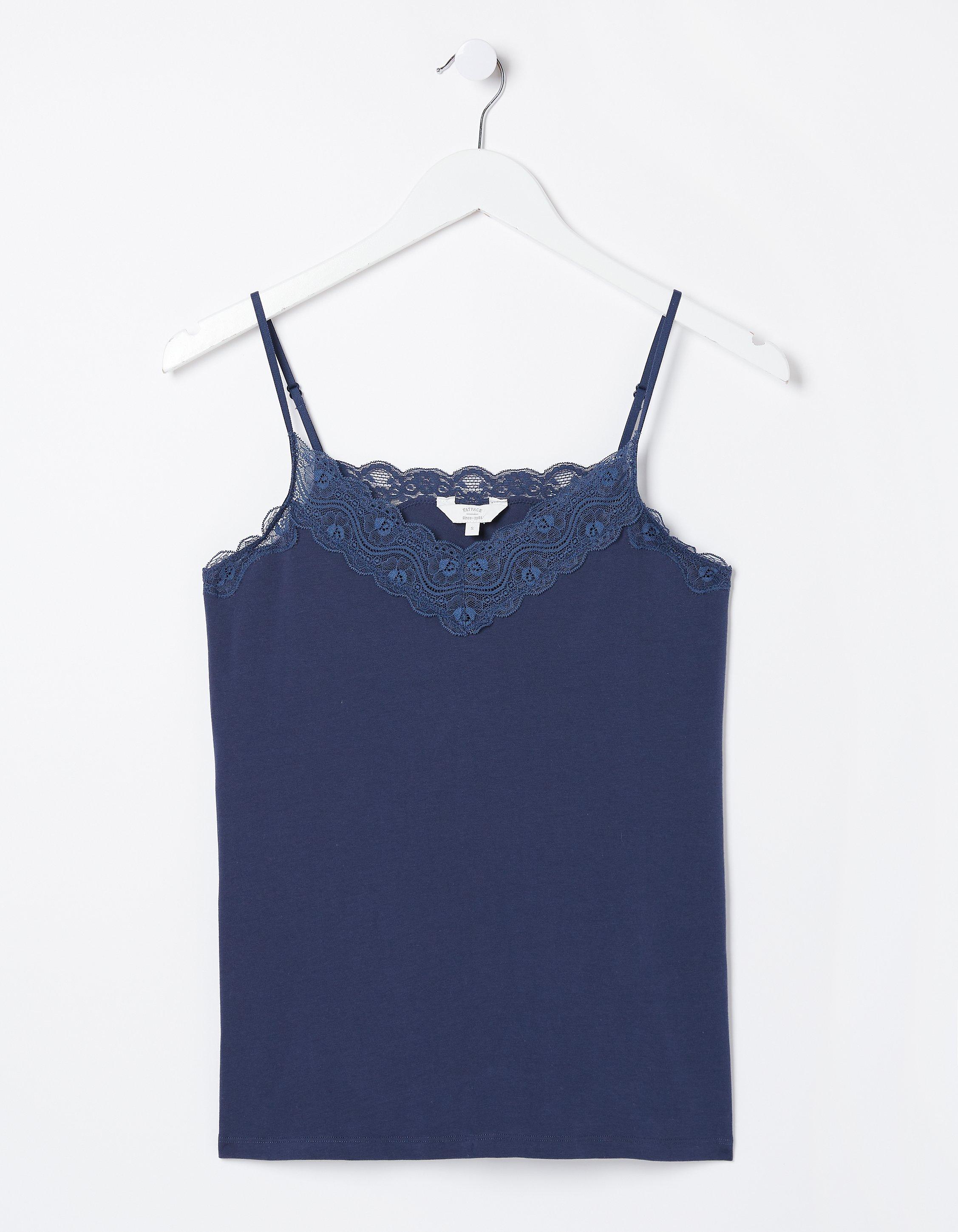 Navy Lace V-Neck Vest