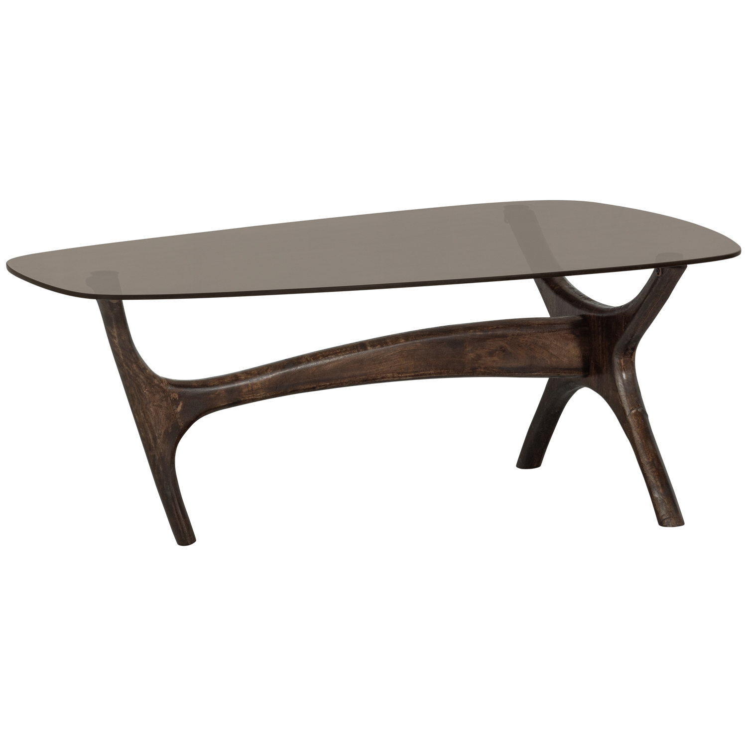 WOOOD Flash Salontafel - Glas Hout - Walnoot - 42x110x60