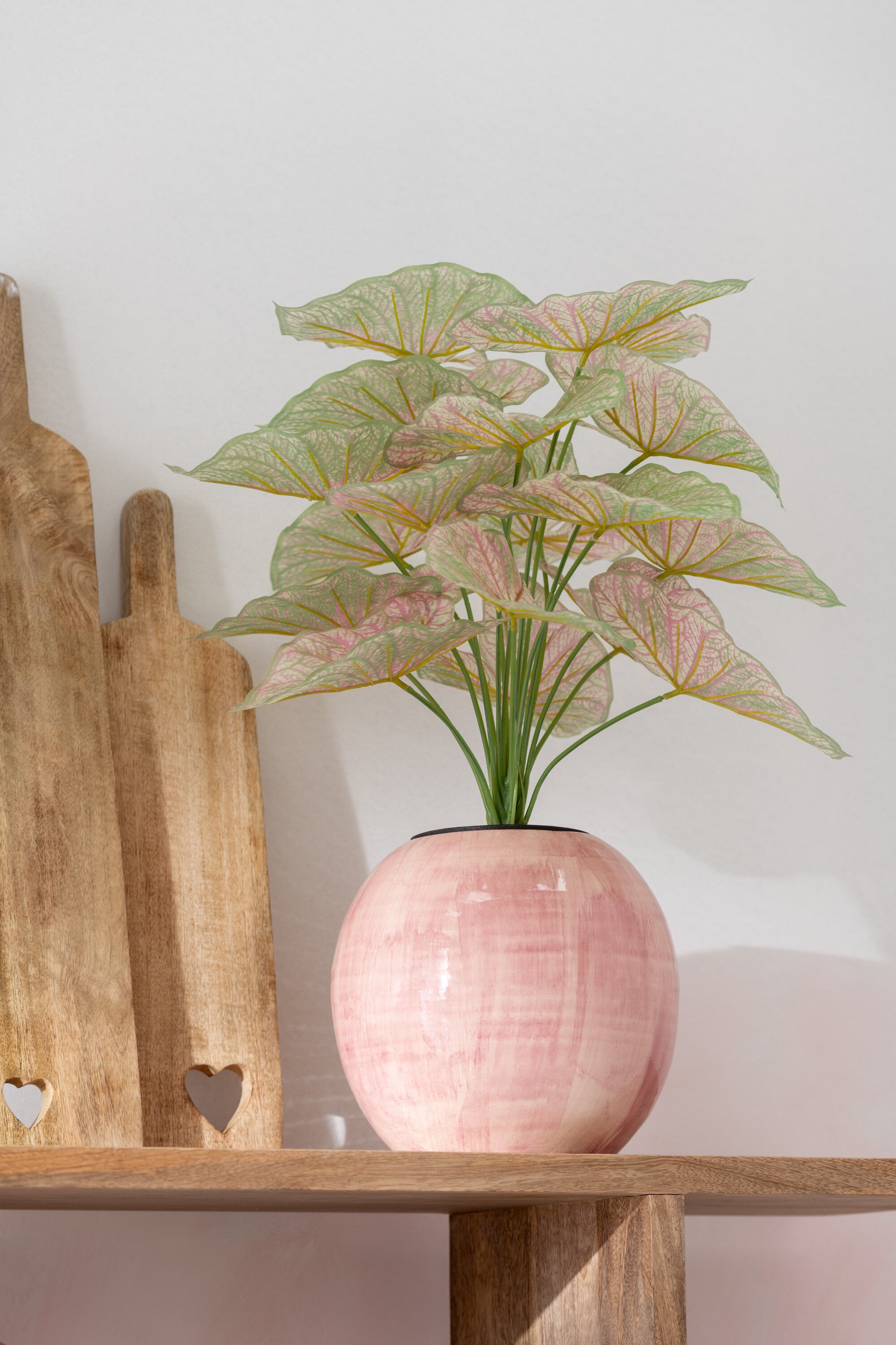 J-Line bloempot Handgeschilderd - keramiek - roze - medium -