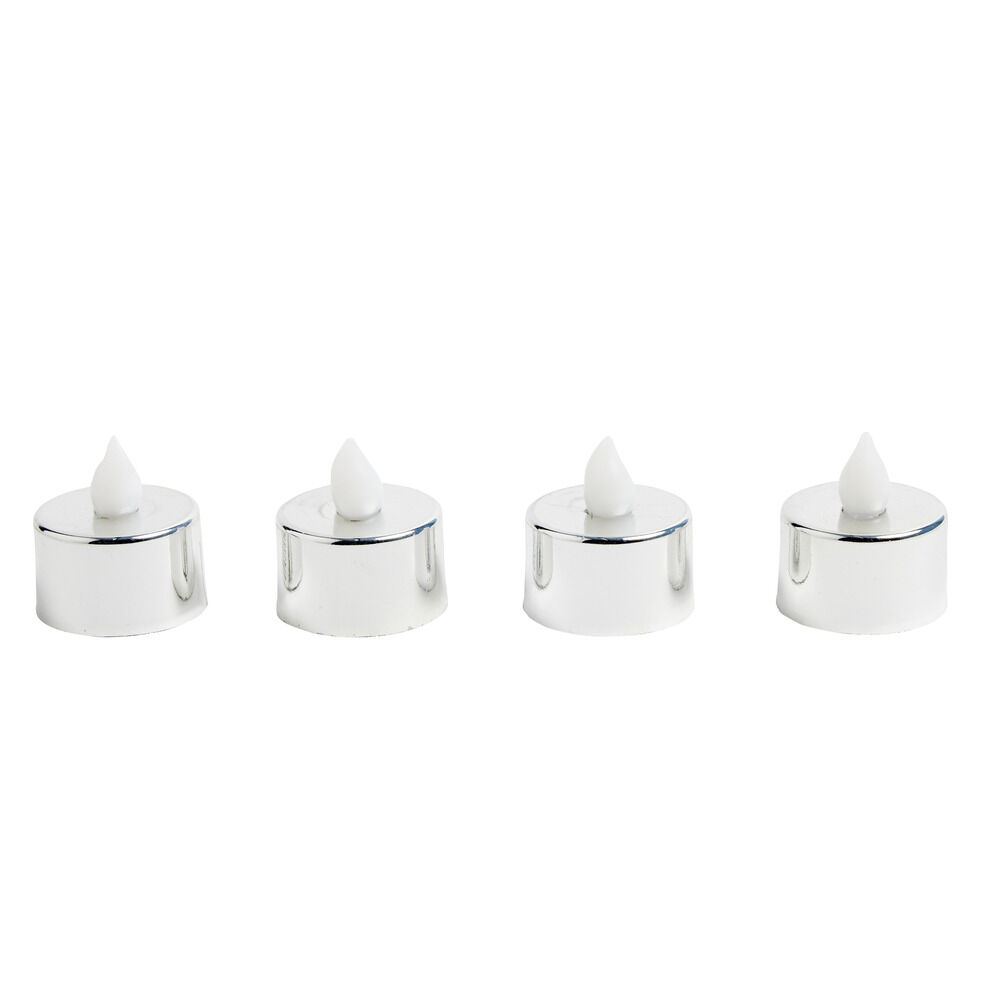 Lot de 4 bougies de table à LED Ø3,7cm - 2 modèles doré ou argenté