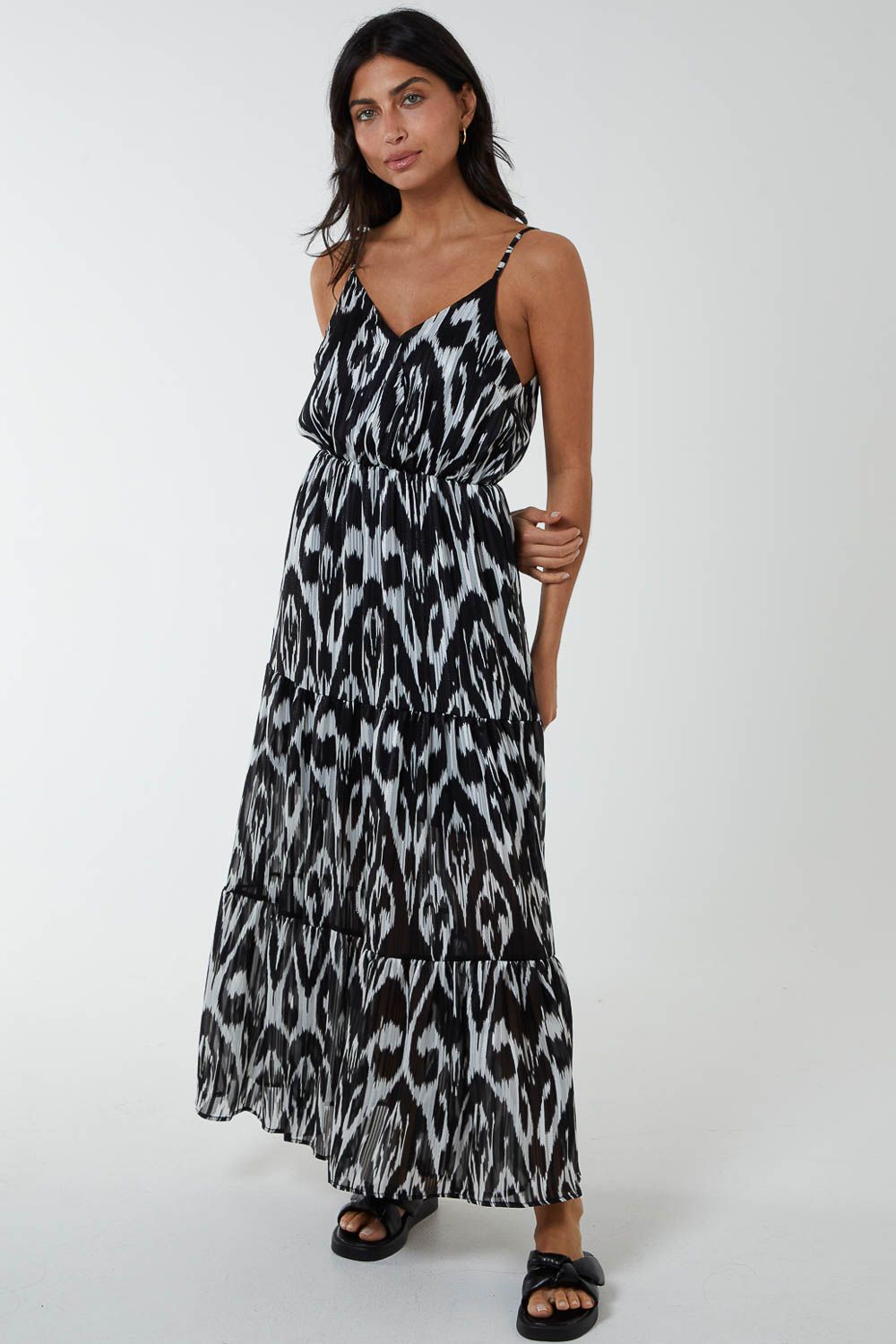 Blue Vanilla Brushed Print Wrap Dress
