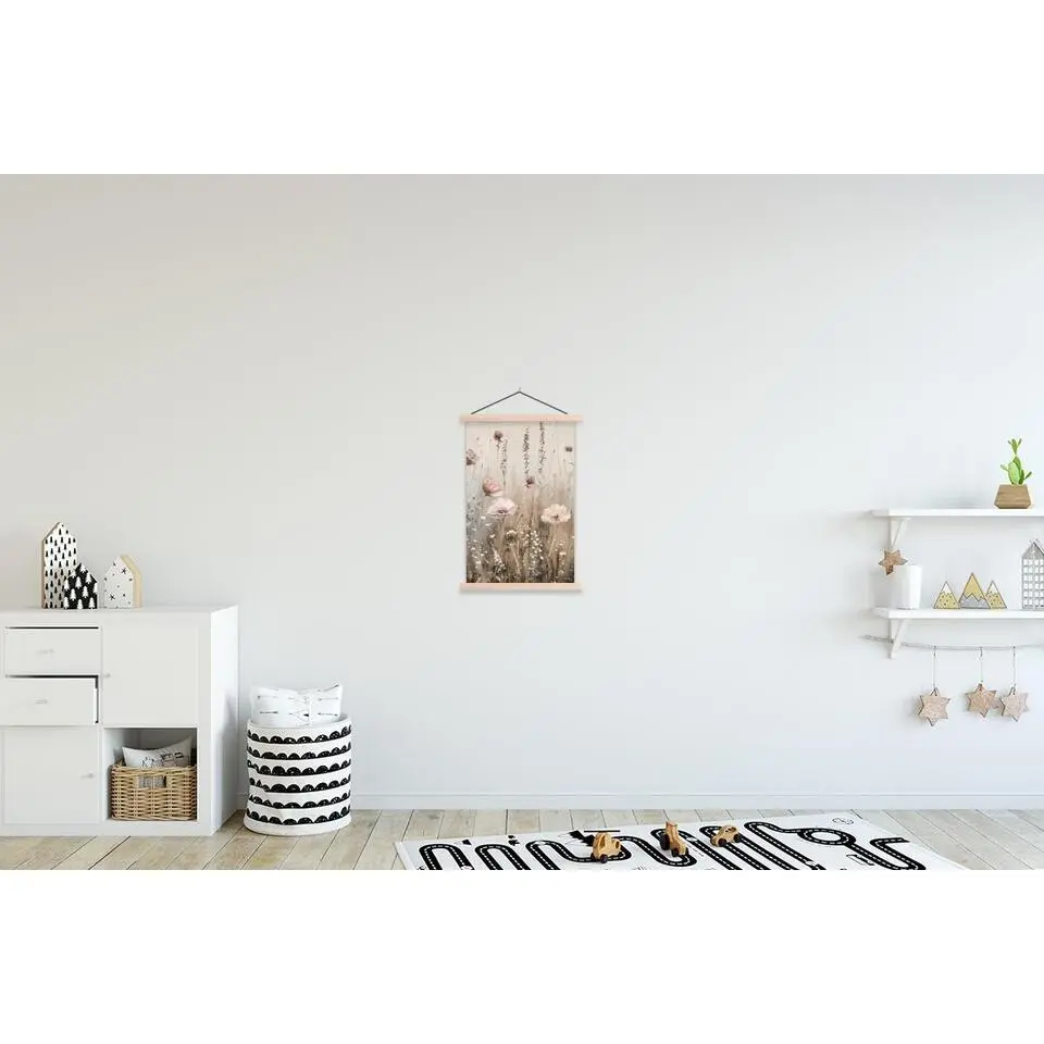 MuchoWow - Schoolplaat/ wandhanger - Bloemen - Roze - Modern - Beige -