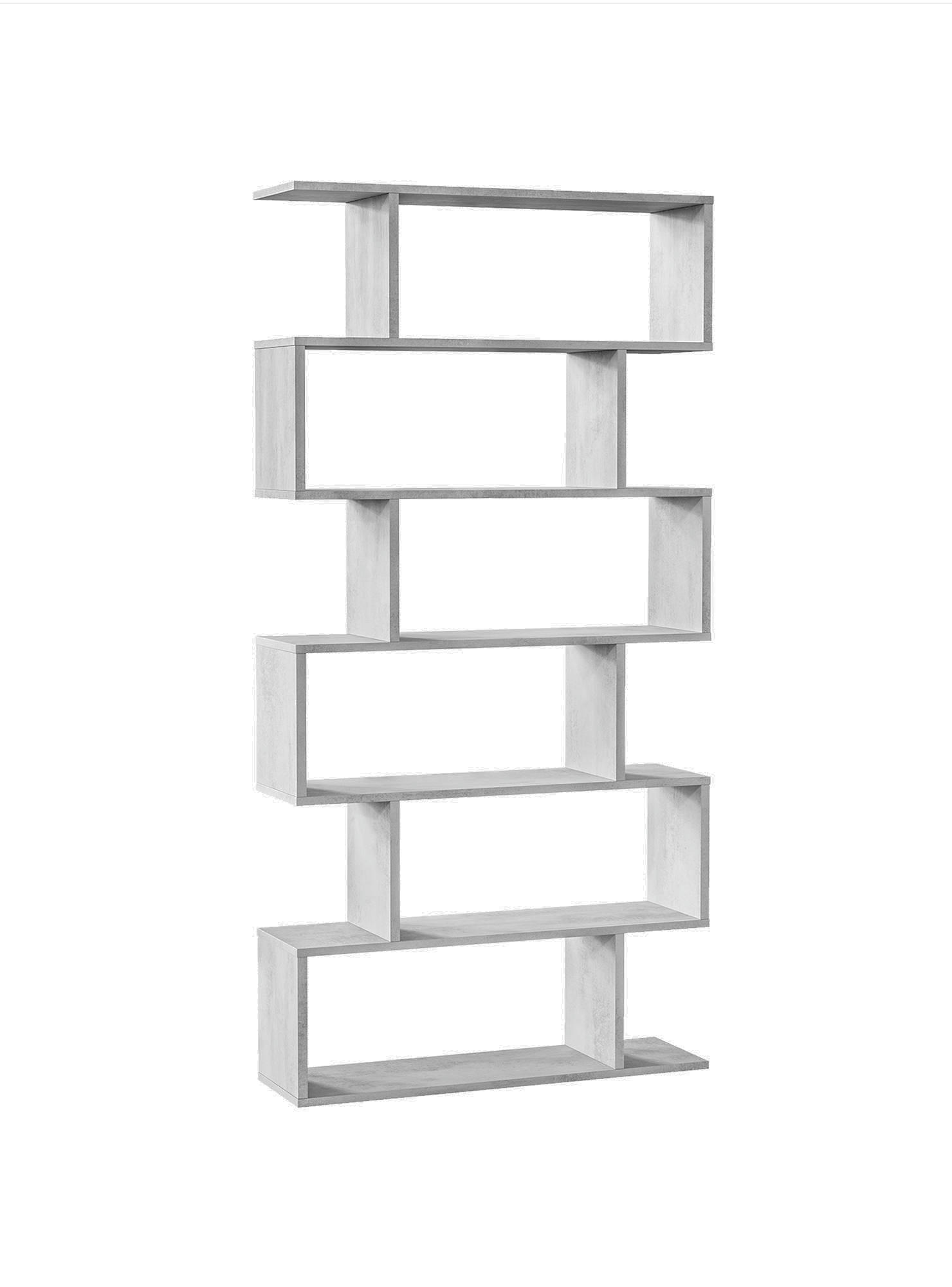 DFOMME - Bibliothèque 5 étagères effet bois gris béton