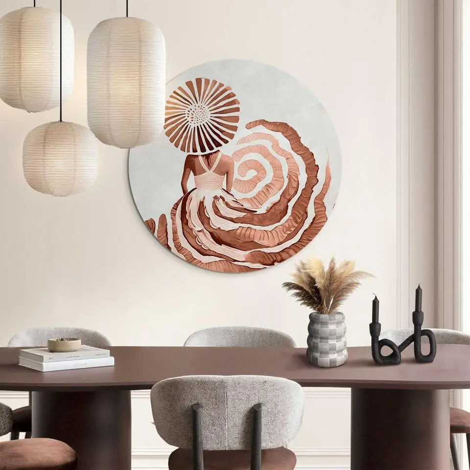 Glasschilderij Ronde jurk terracotta - &Oslash; 70 - Oranje