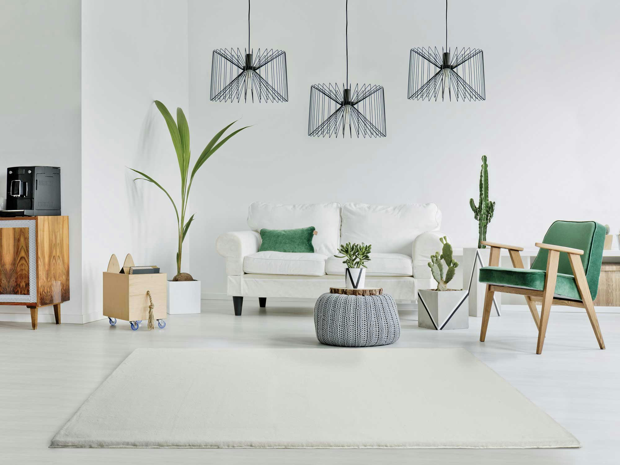 FOX - Tapis lavable extra doux blanc, 120Ø cm