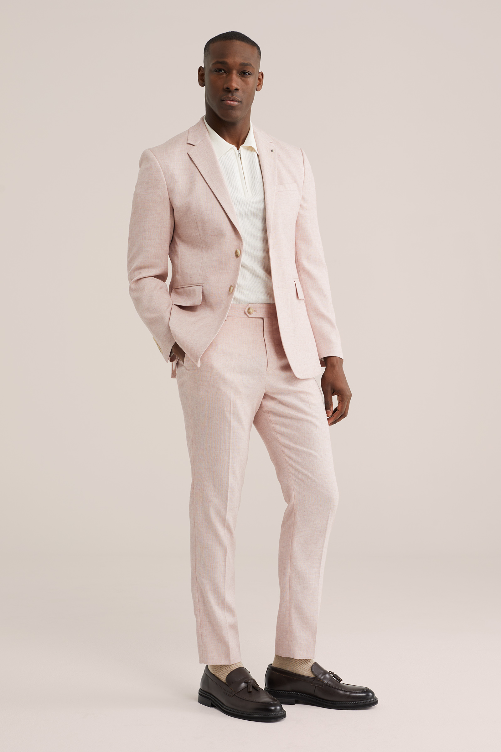 Heren slim fit pantalon met structuur